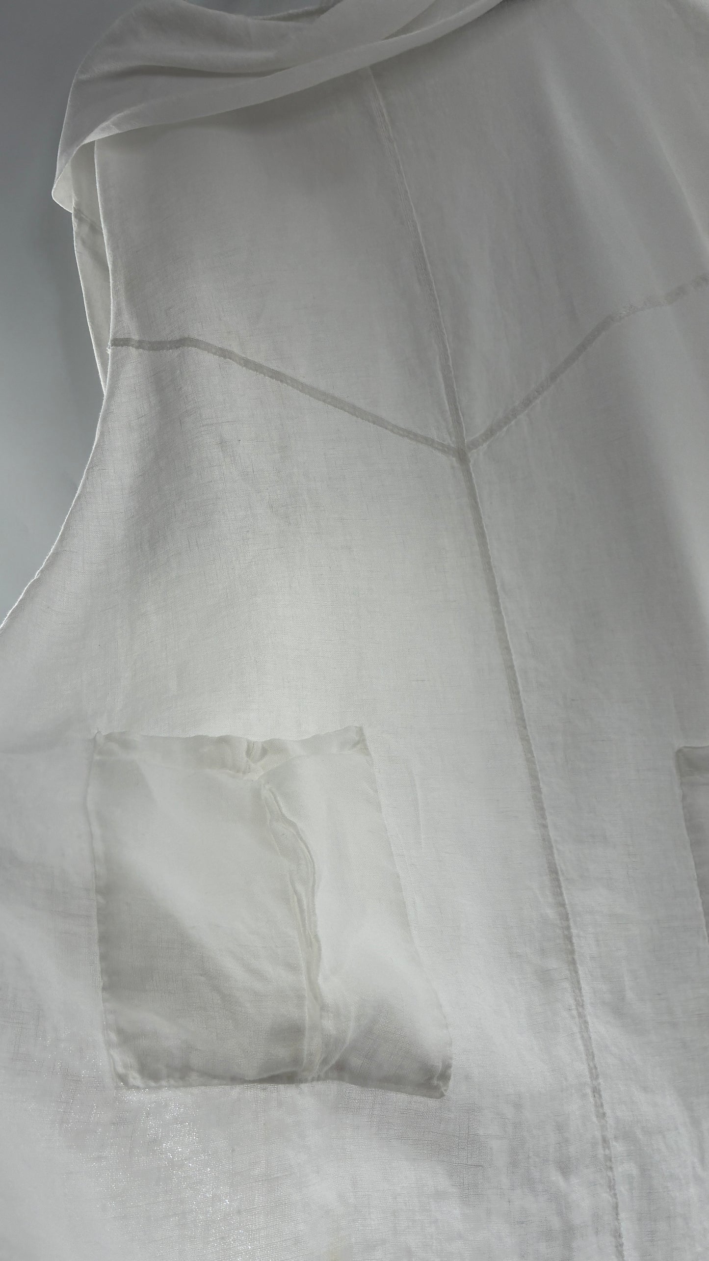 Vintage White 100% Linen Made in Italy Blouse Dress (Large)