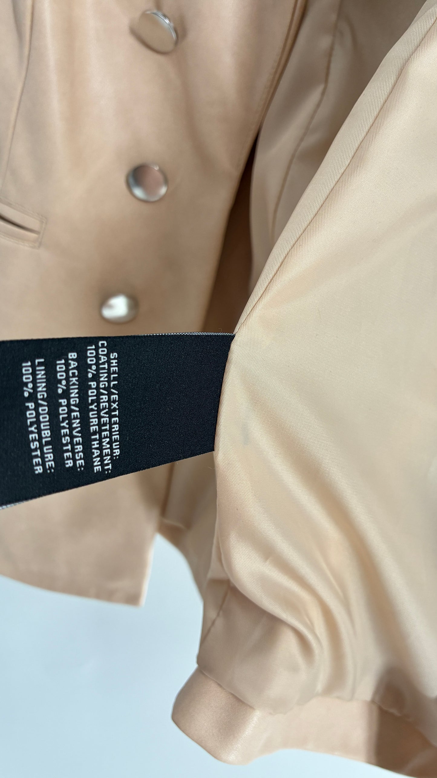 BAGATELLE Vegan Leather Cream Beige Blazer Jacket with Tags Attached (Medium)