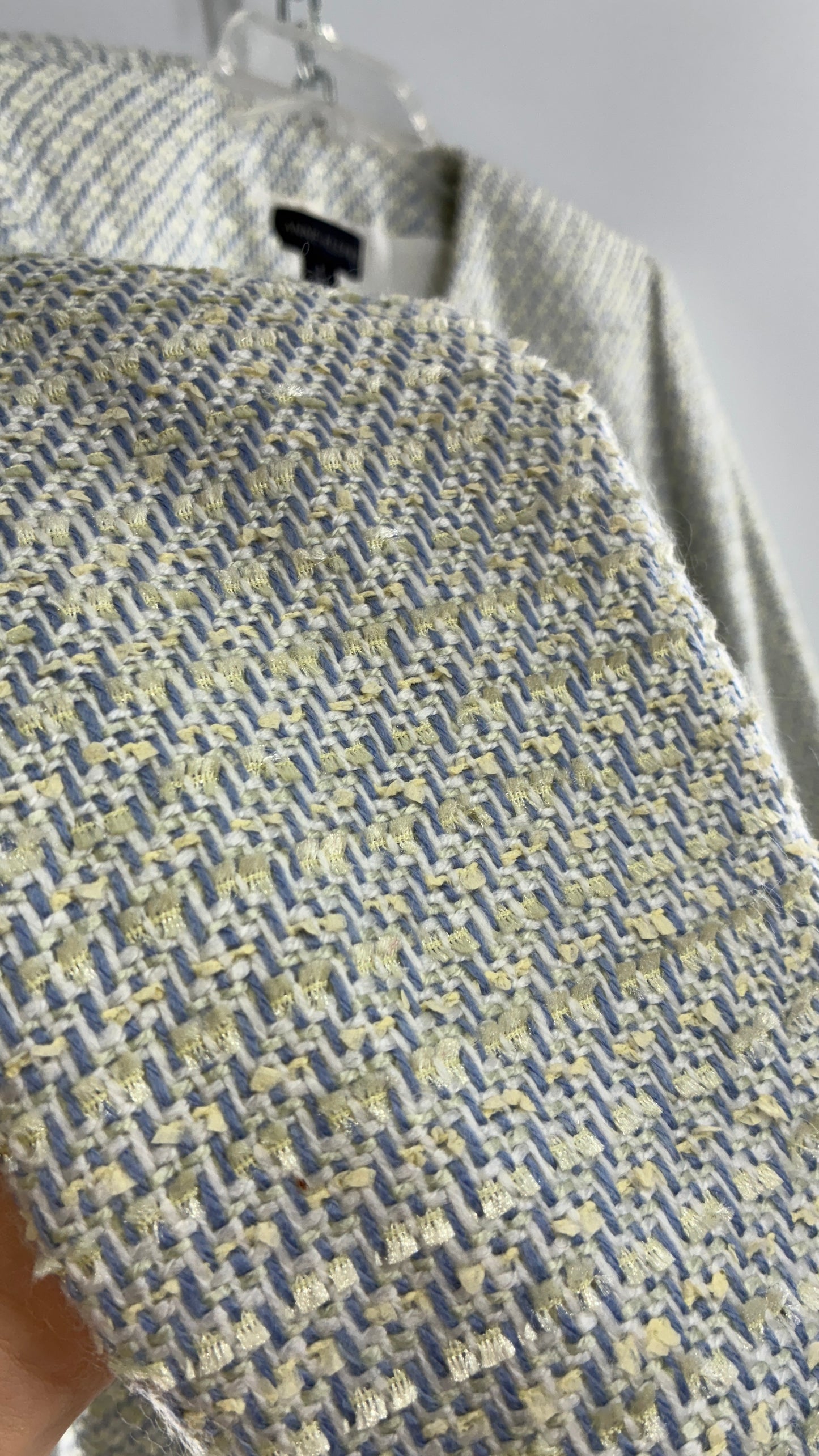 Vintage Blue and Yellow Tweed ANNE KLEIN Suit Set with Upcycled Micro Mini Skirt (2)