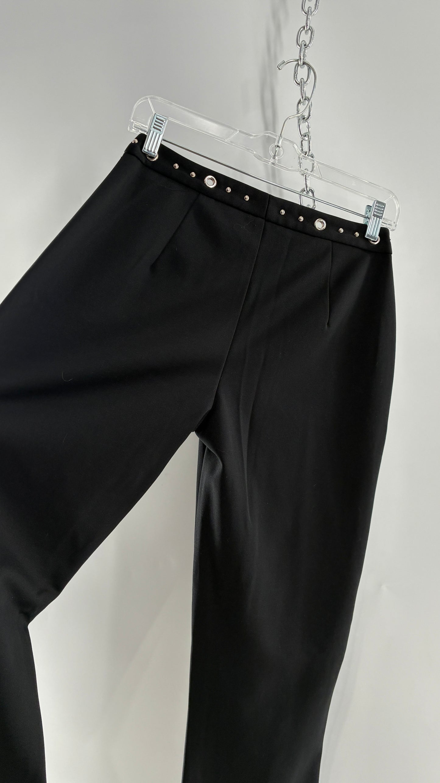 Vintage 1990s JOE BENBASSET Black Kickflares with Studded, Grommet Waistline (5)