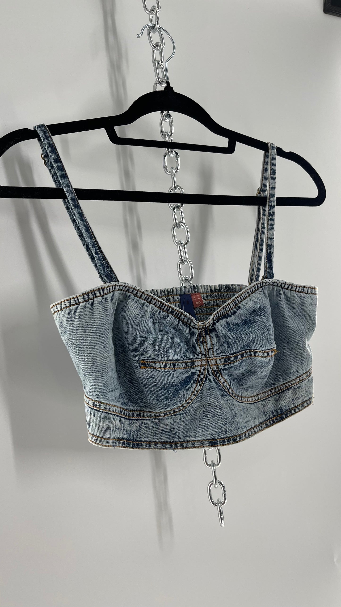 Pilcro Acid Wash Denim Bralette (Medium 6)