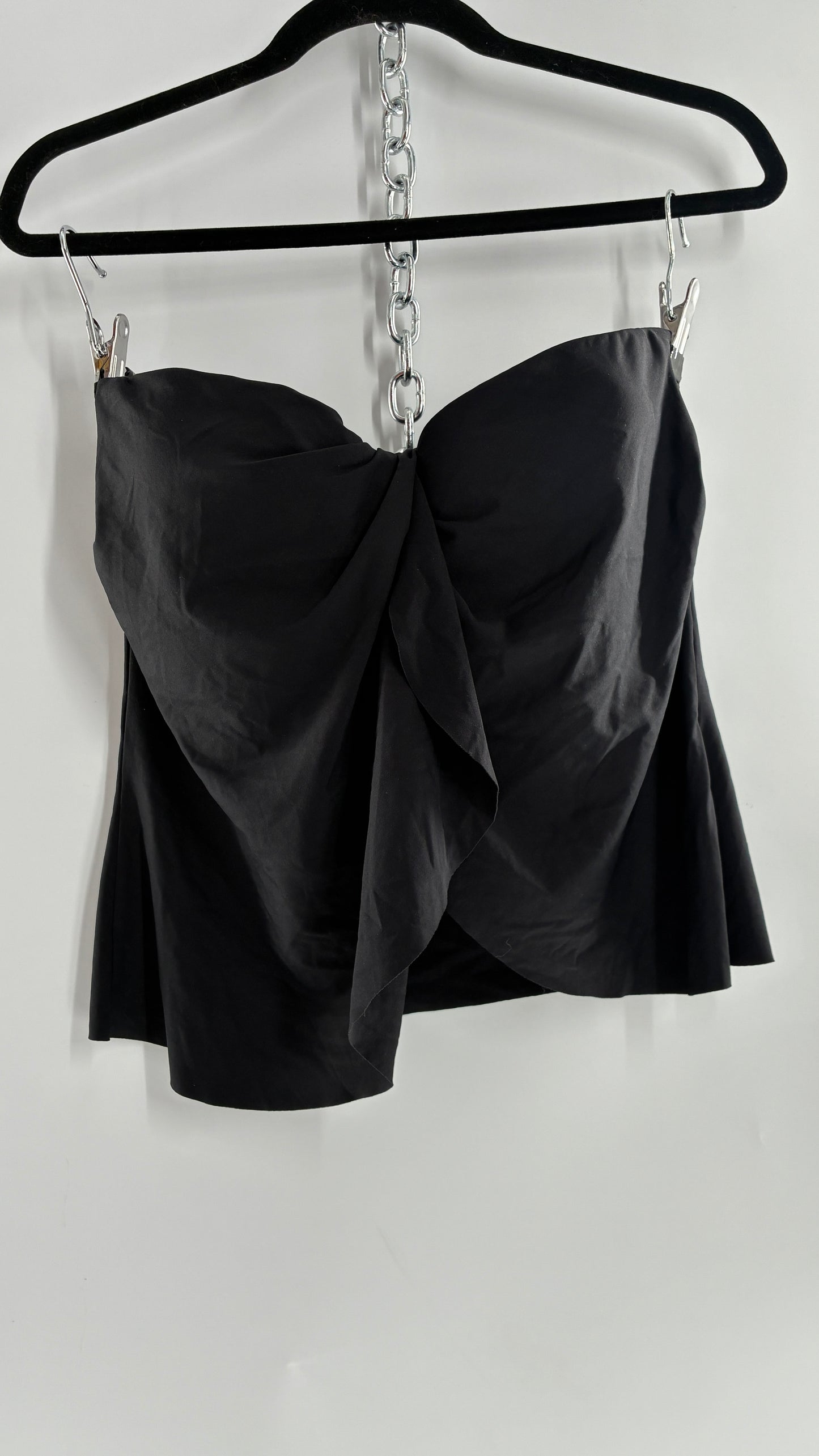 Vintage VINCE CAMUTO Black Strapless Draped Tube Top with Built in Bra (Medium)