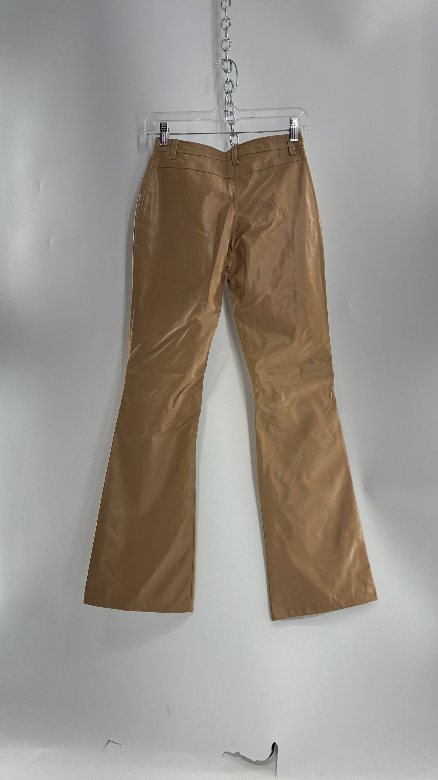 Vintage OUTER EDGE Patchwork Vegan Leather Kickflares with Tie Up Waistline (3)
