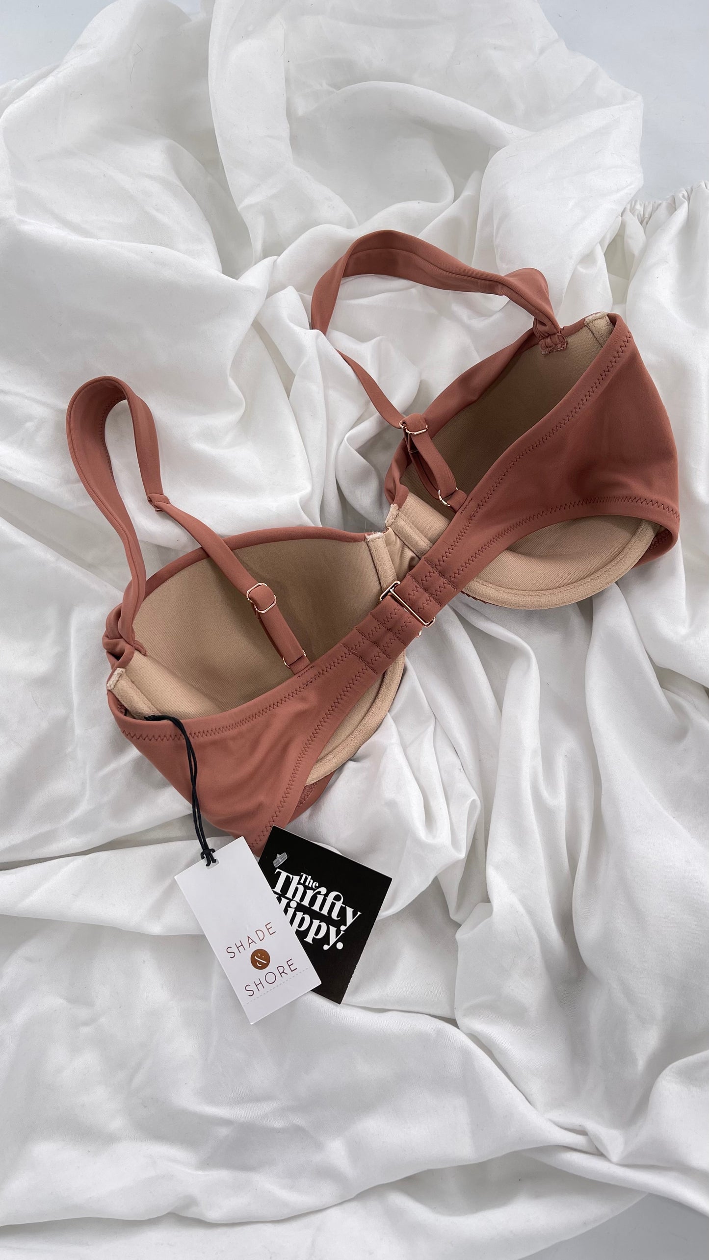 Shade & Shore Brown Underwire Swim Top with Tags Attached (34D)