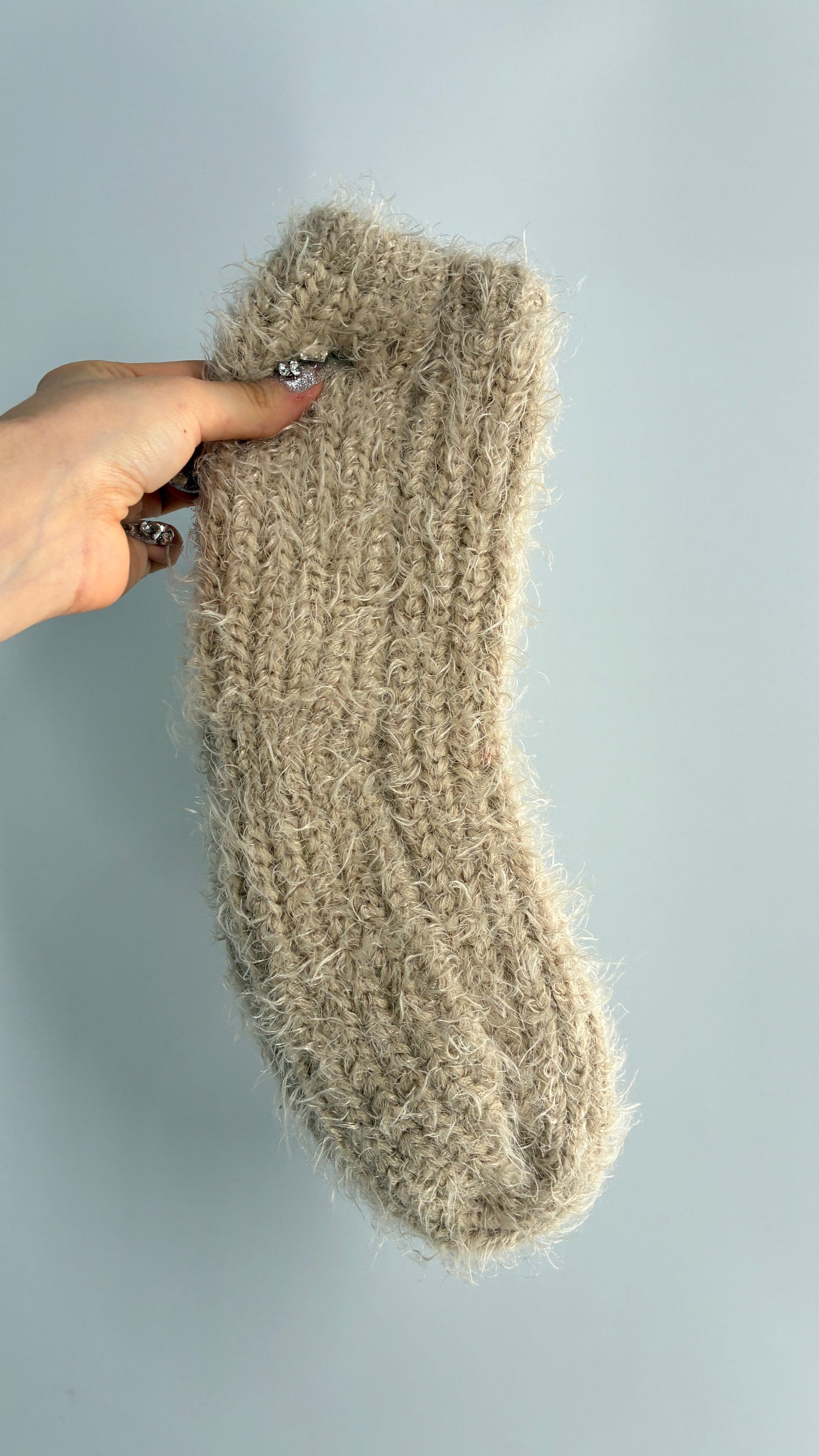 NWOT Free People Beige Ultra Thick Knit Fuzzy Socks
