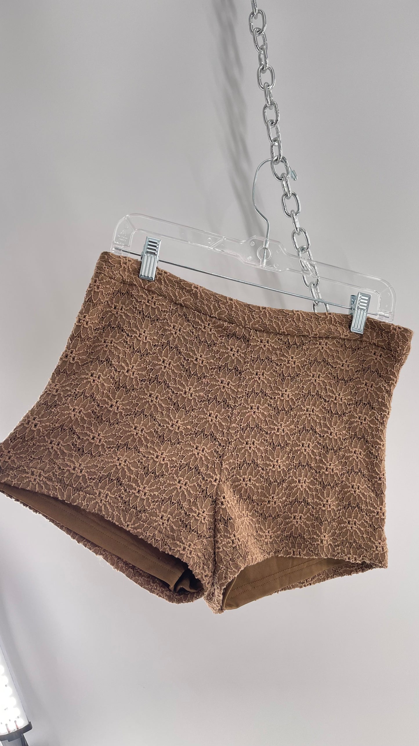 Free People Brown Floral Lace Shorts (6)