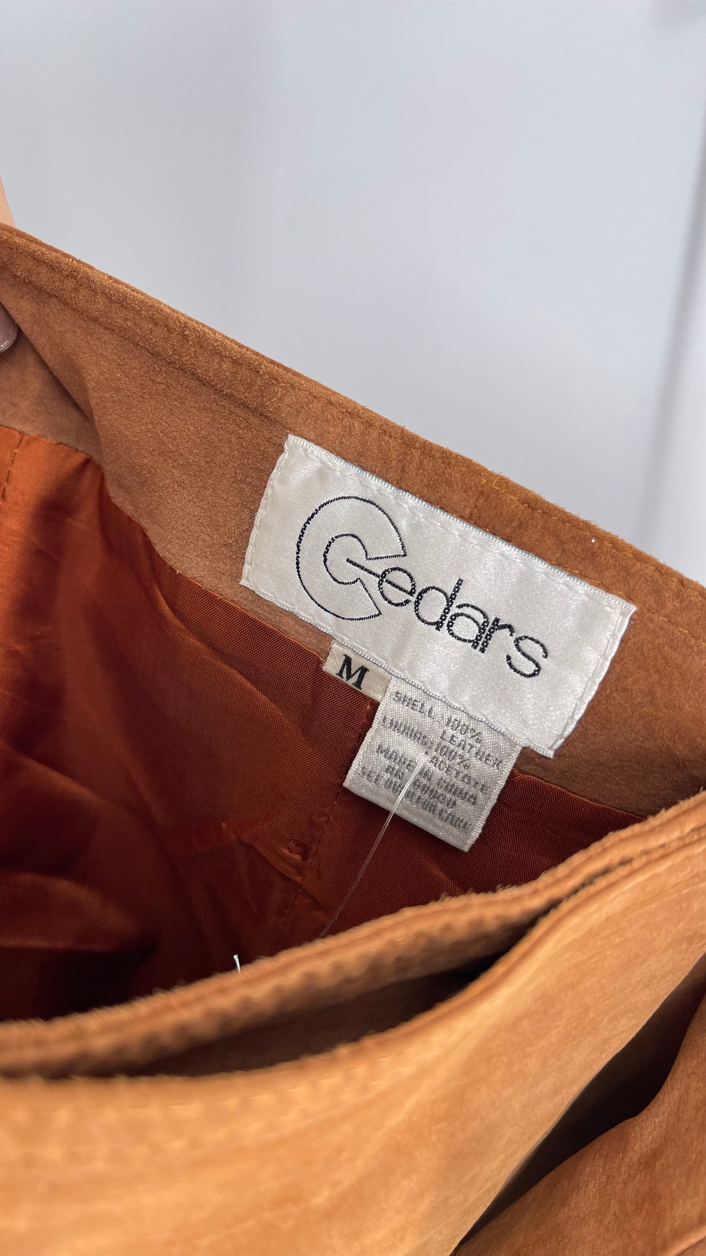 Vintage Cedars Brown Genuine Suede Leather Fringe Skirt (Medium)