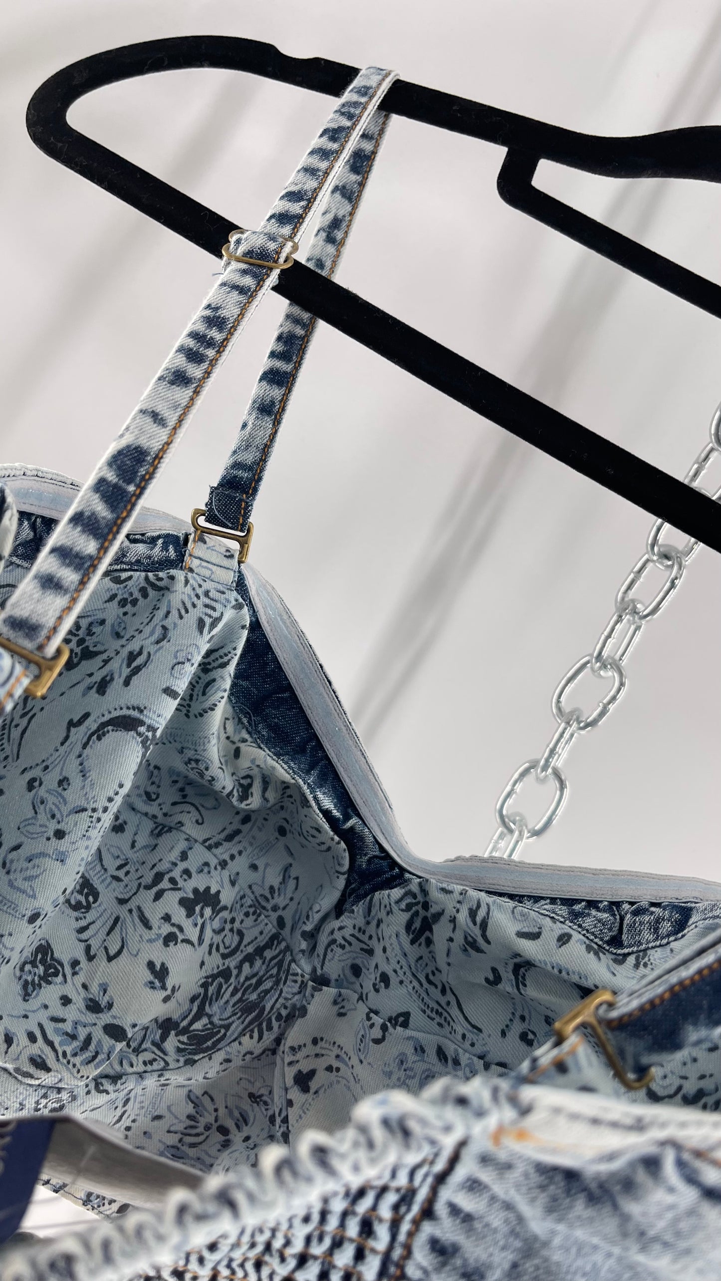 Pilcro Acid Wash Denim Bralette (Medium 6)