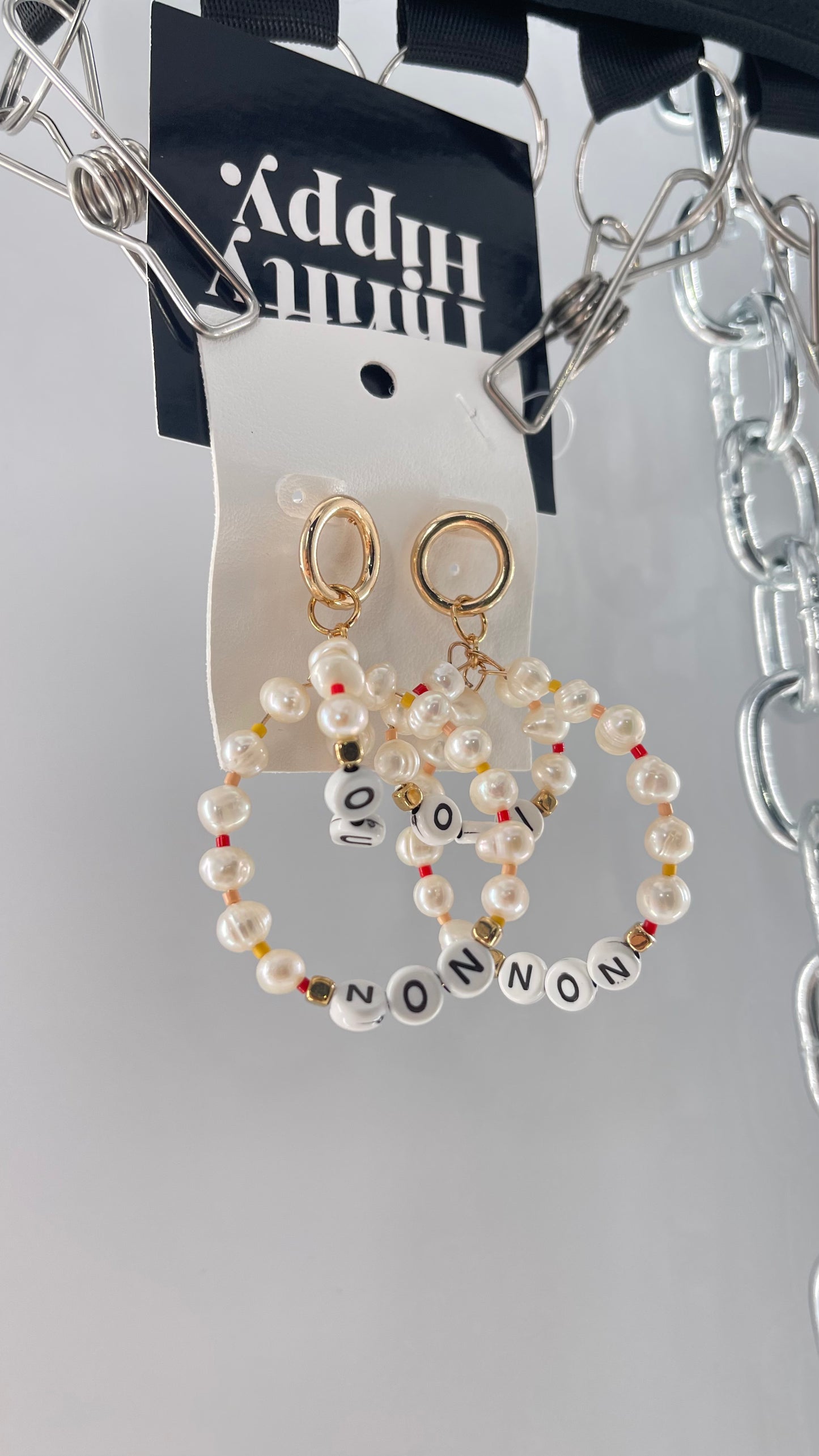 Free People Oui/Non Pearl Word Scrabble Earring