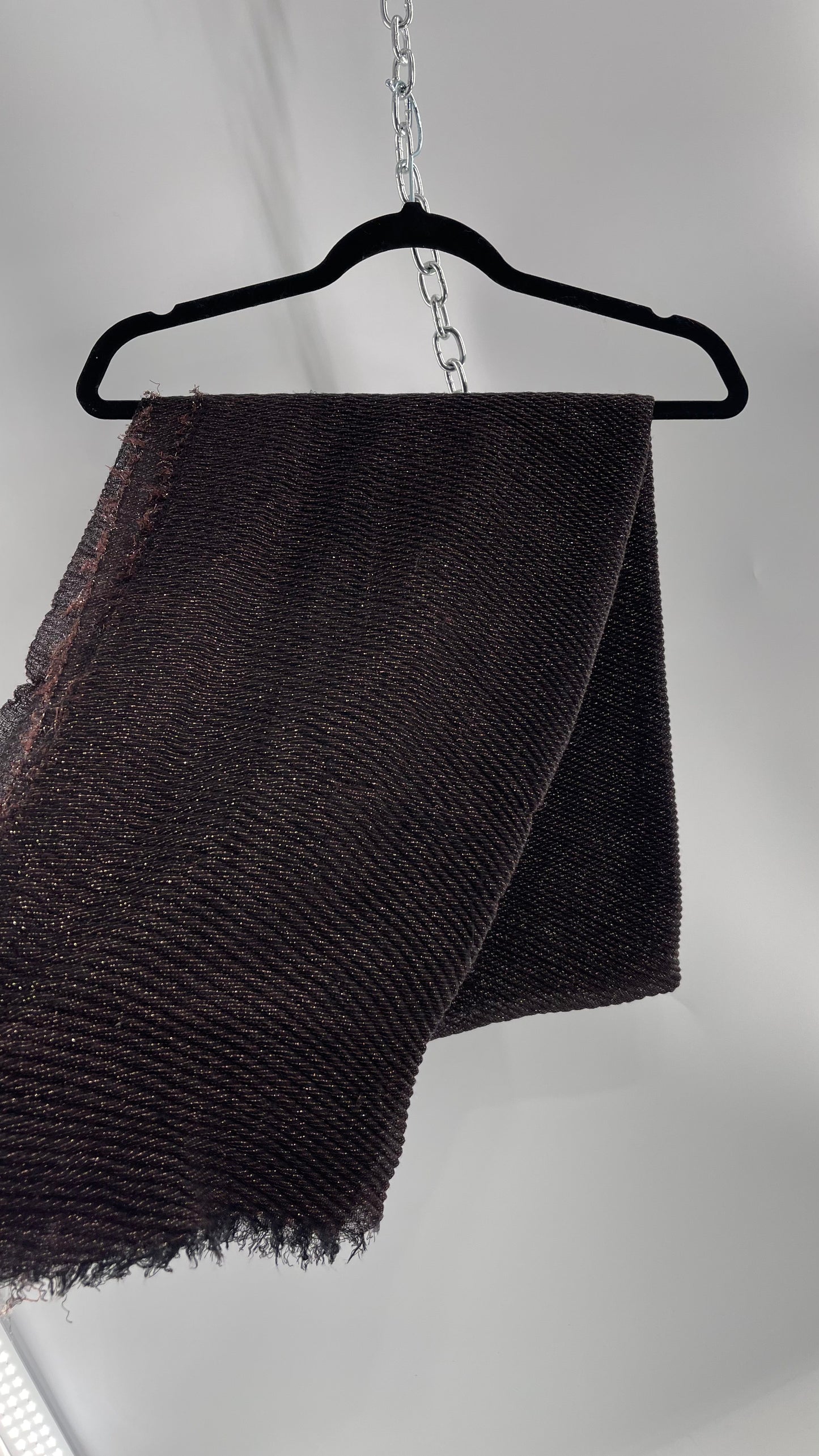 Maurice’s Black Thin Knit Voluminous Scarf with Bronze Woven Tinsel