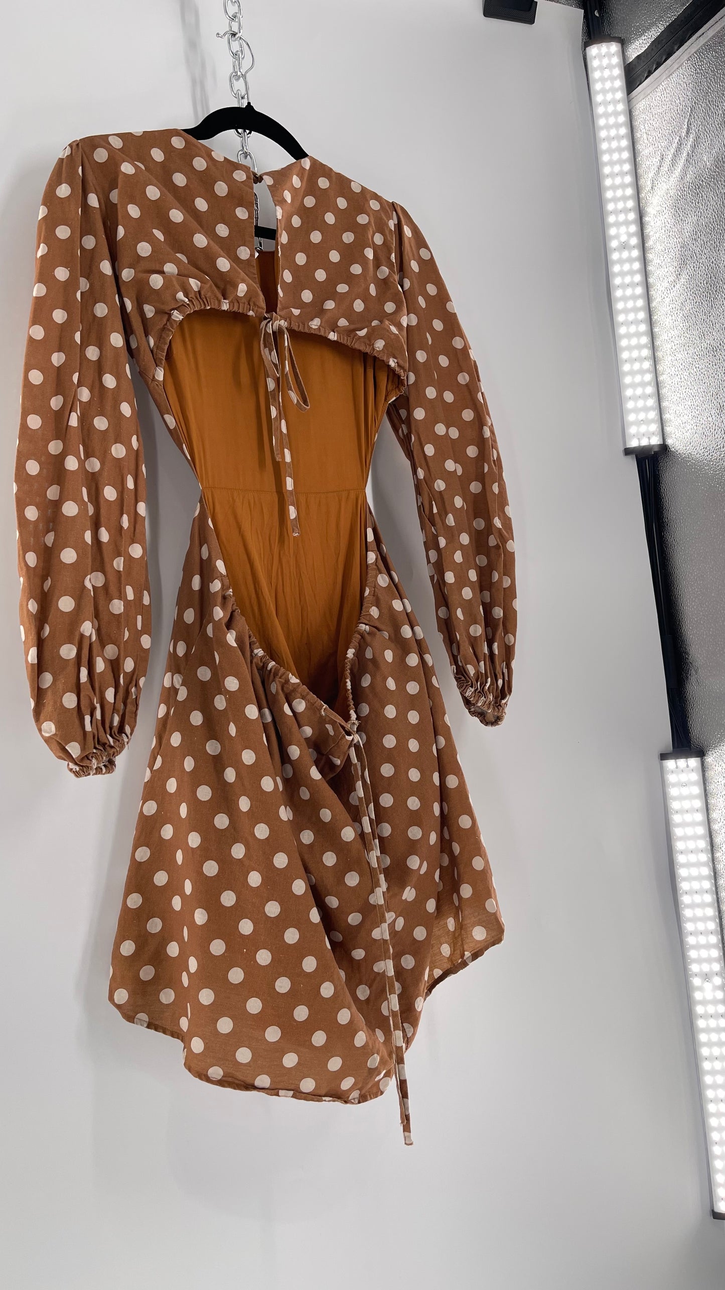Charlie Holiday Halcyon Brown Polka Dot Open Back Linen (2)