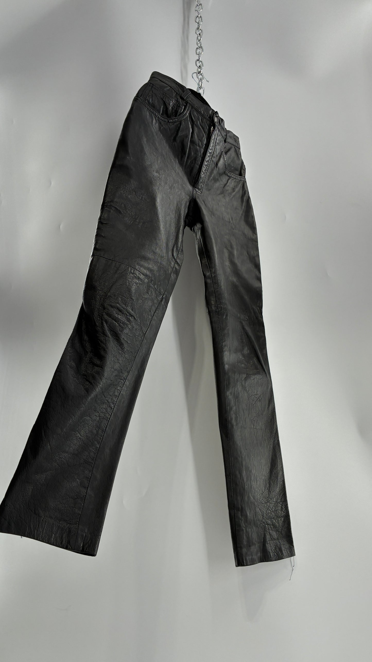 Vintage LILLIE RUBEN High Waisted Black Thin Leather Pants (6)