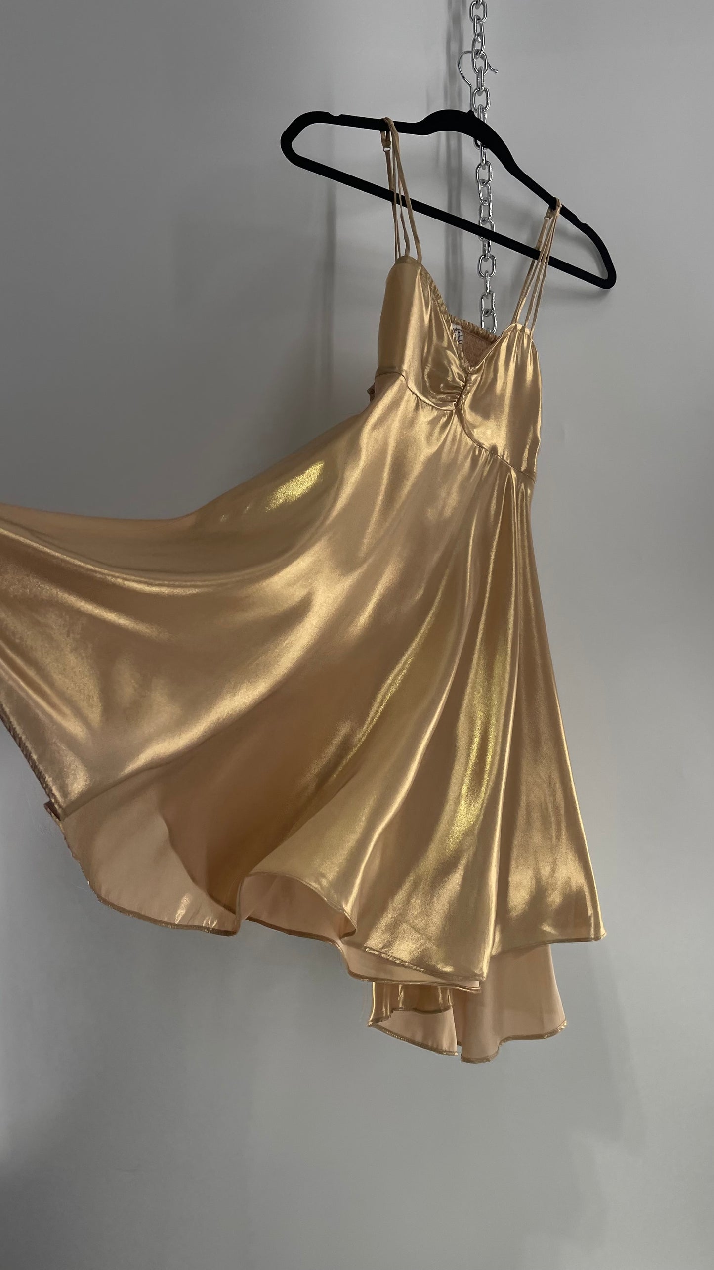Intimately Free People Liquid Metal Gold Backless Dress (XS)