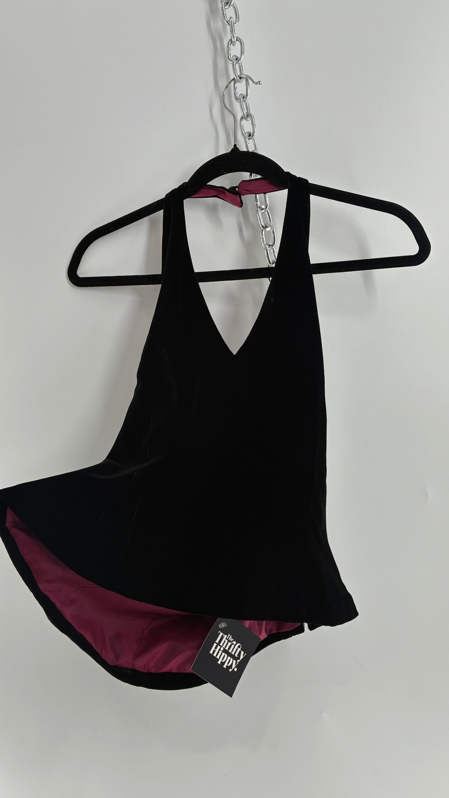ANN TAYLOR Petite Black Velvet Low Back Tailored Cropped Halter (8P)