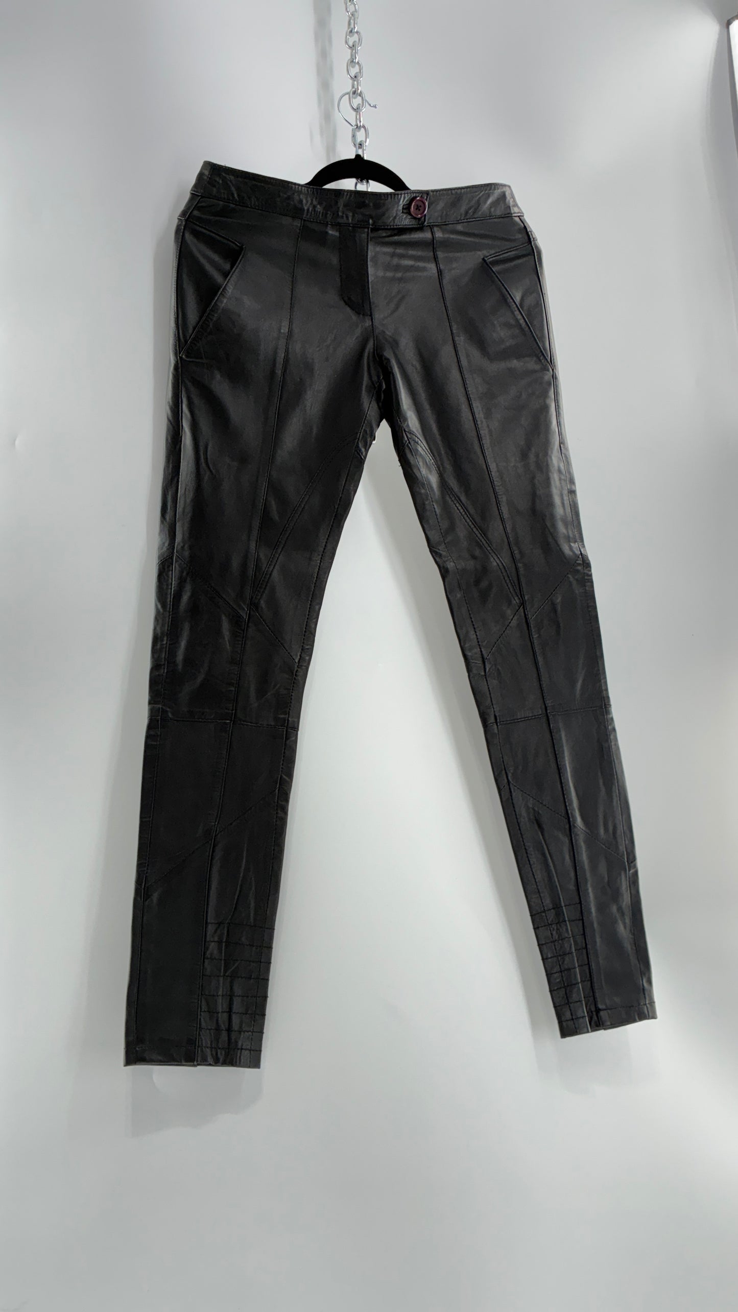 ASOS Low Rise Genuine Leather Patchwork Style Motorcycle Pants (6)