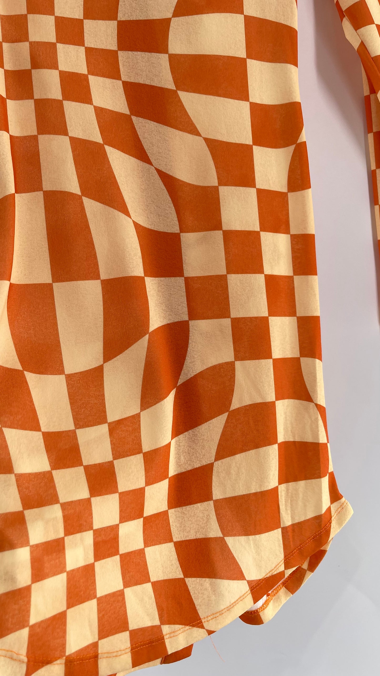 NGOrder Checkerprint Yellow/Orange Collared Buttonfront Dress (8)