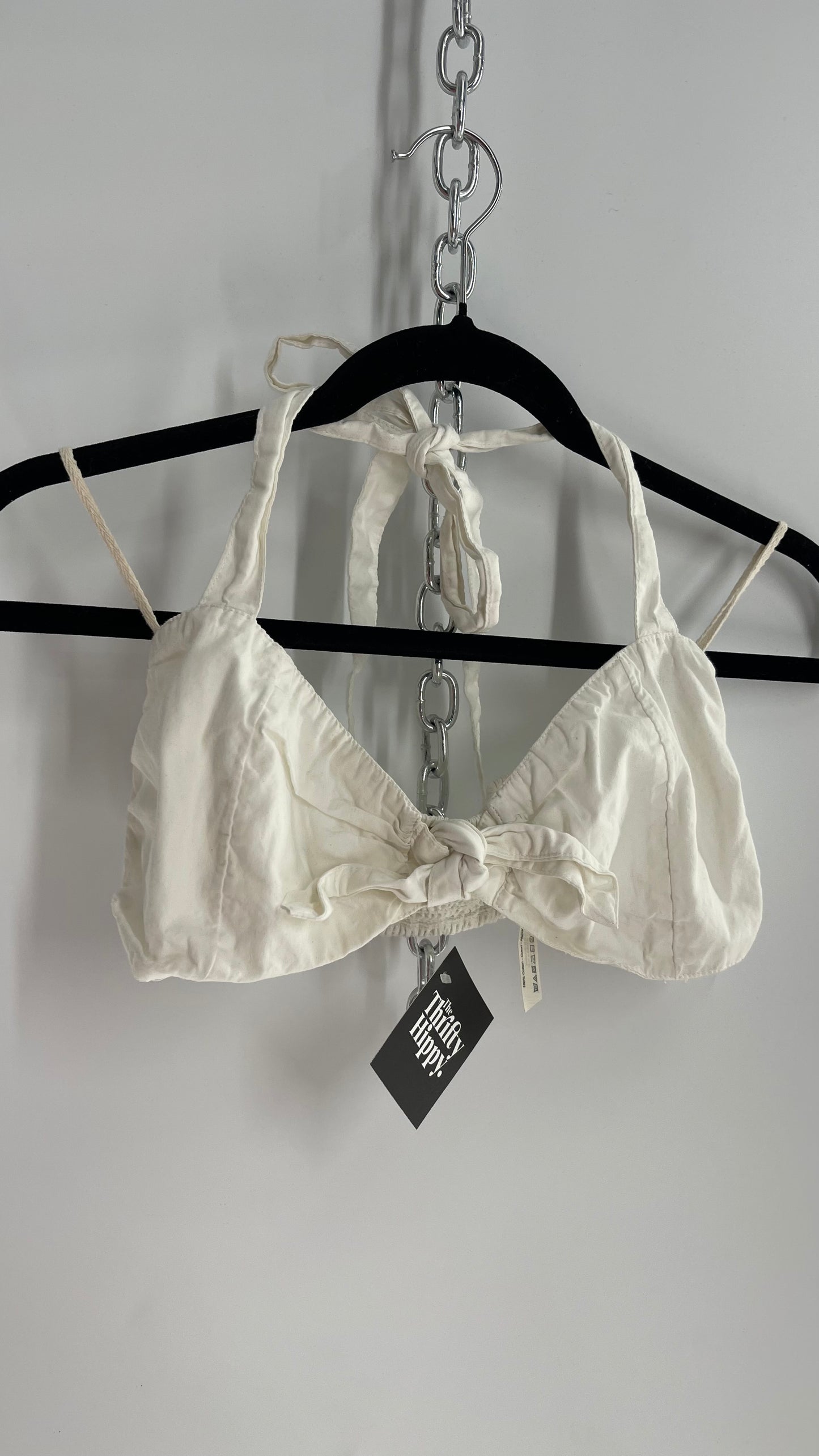 Free People Off White Tie Bust Halter Top (XS)