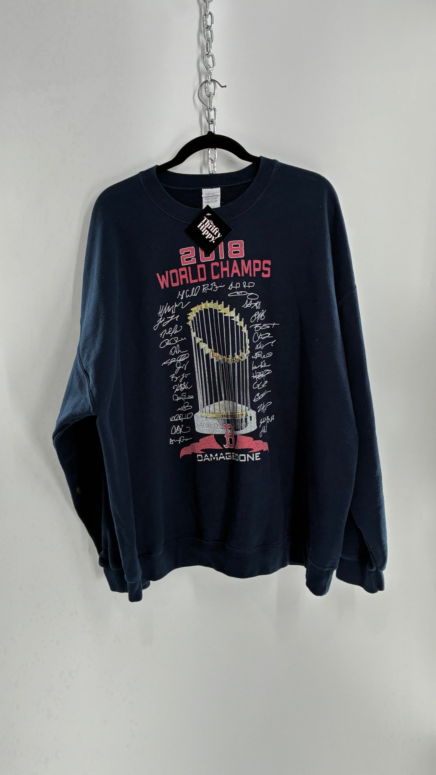 Boston Red Sox World Champs Navy Blue Crewneck Sweater (XXL)