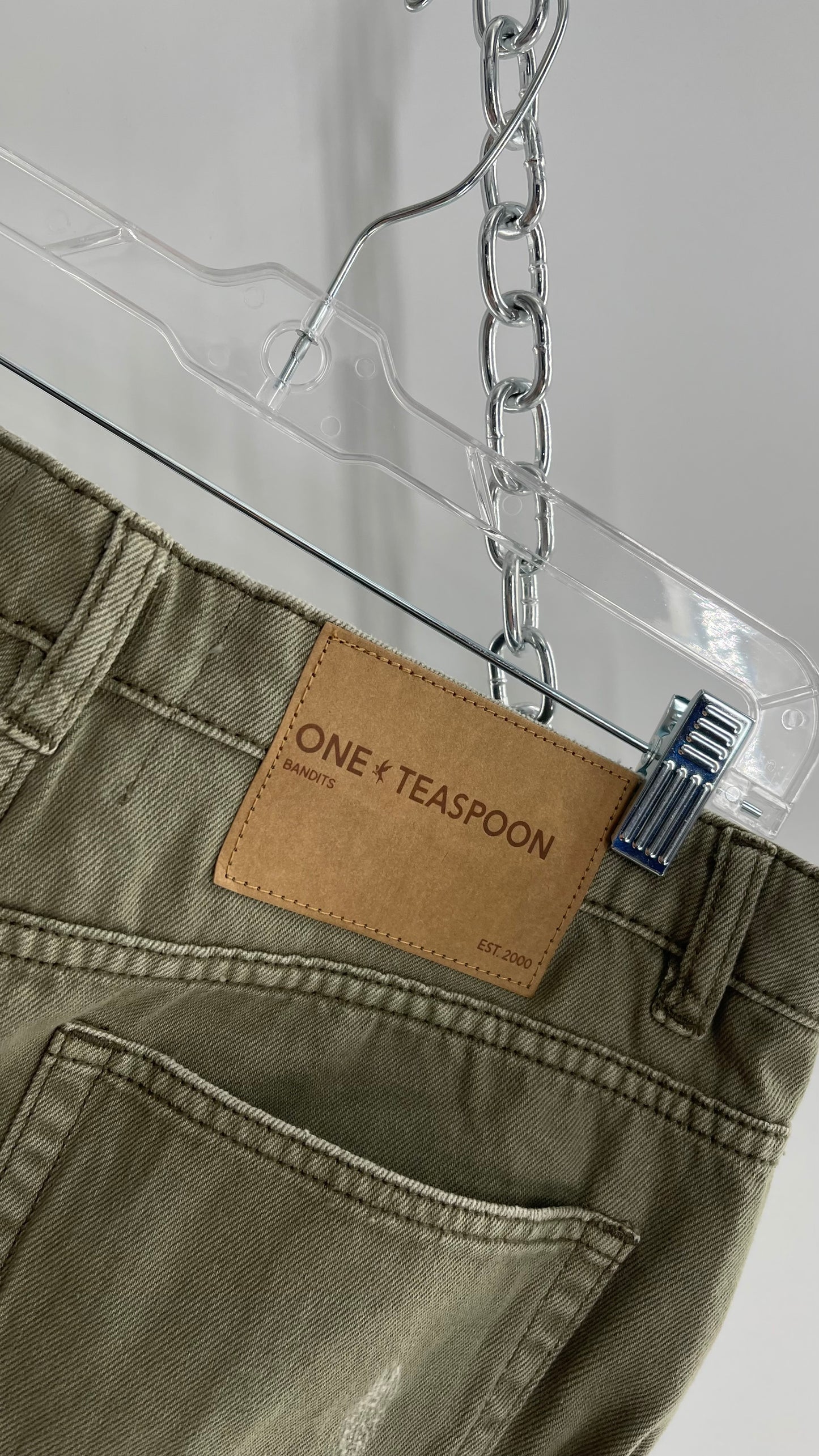 One Teaspoon SUPER KHAKI BANDITS LOW WAIST DENIM SHORTS with Tags Attached (29)