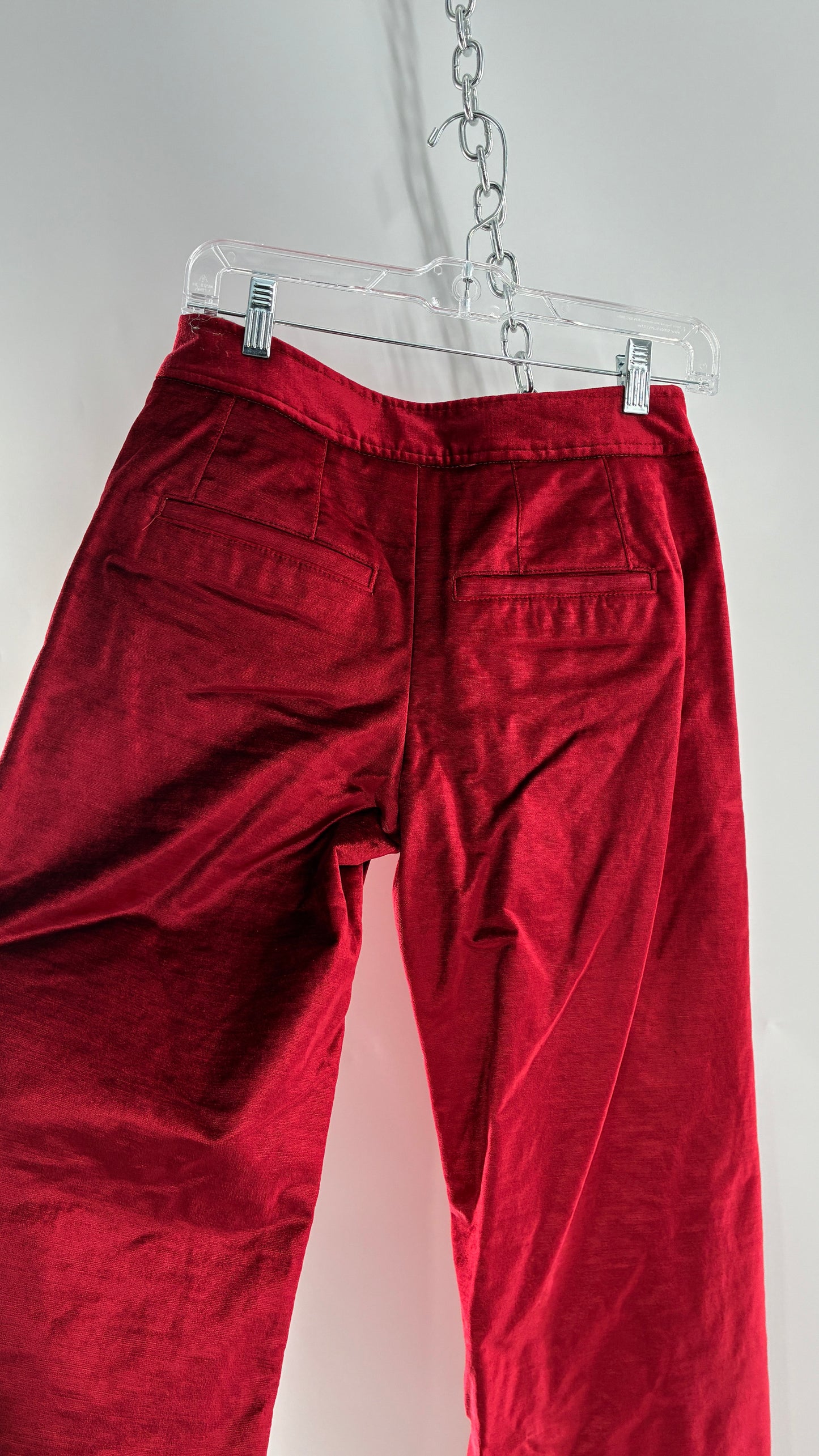 Free People Red Velvet Walk with You Kick Flare Hot Pants (2)