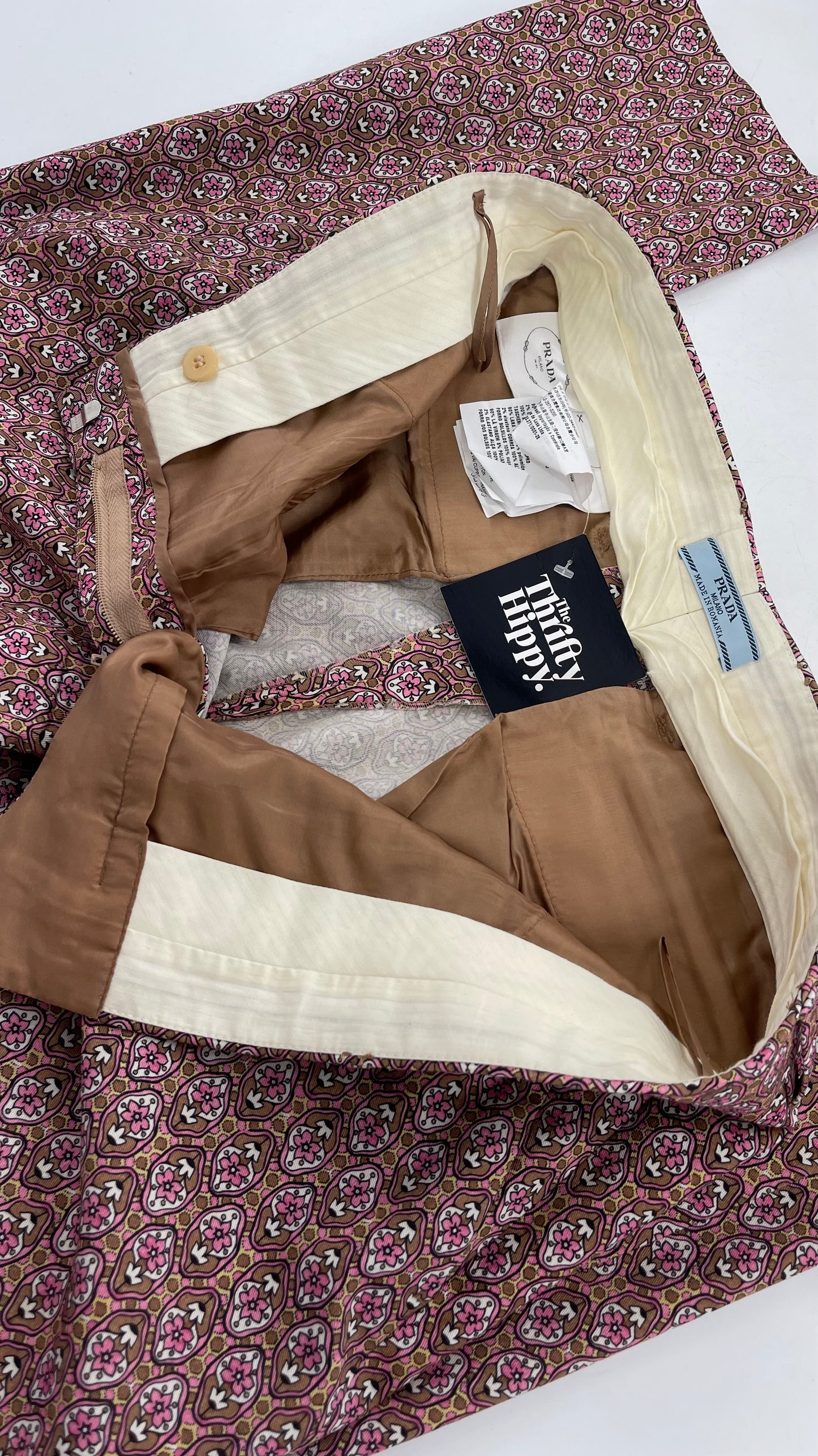 Vintage PRADA Trouser Brown Pink 1970s Style Pattern (28)