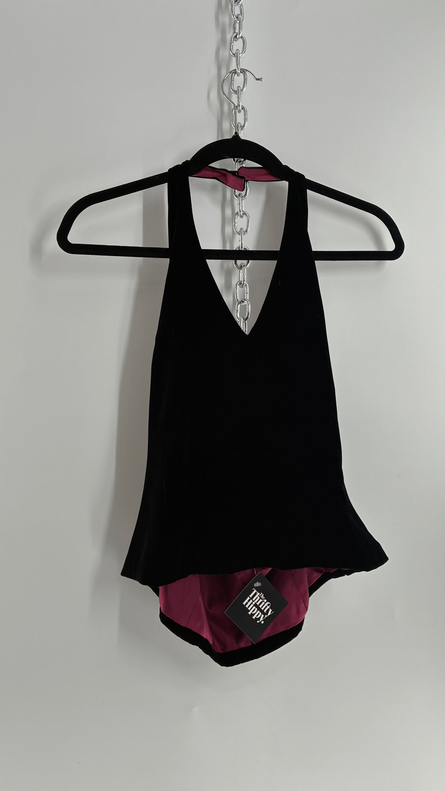 ANN TAYLOR Petite Black Velvet Low Back Tailored Cropped Halter (8P)