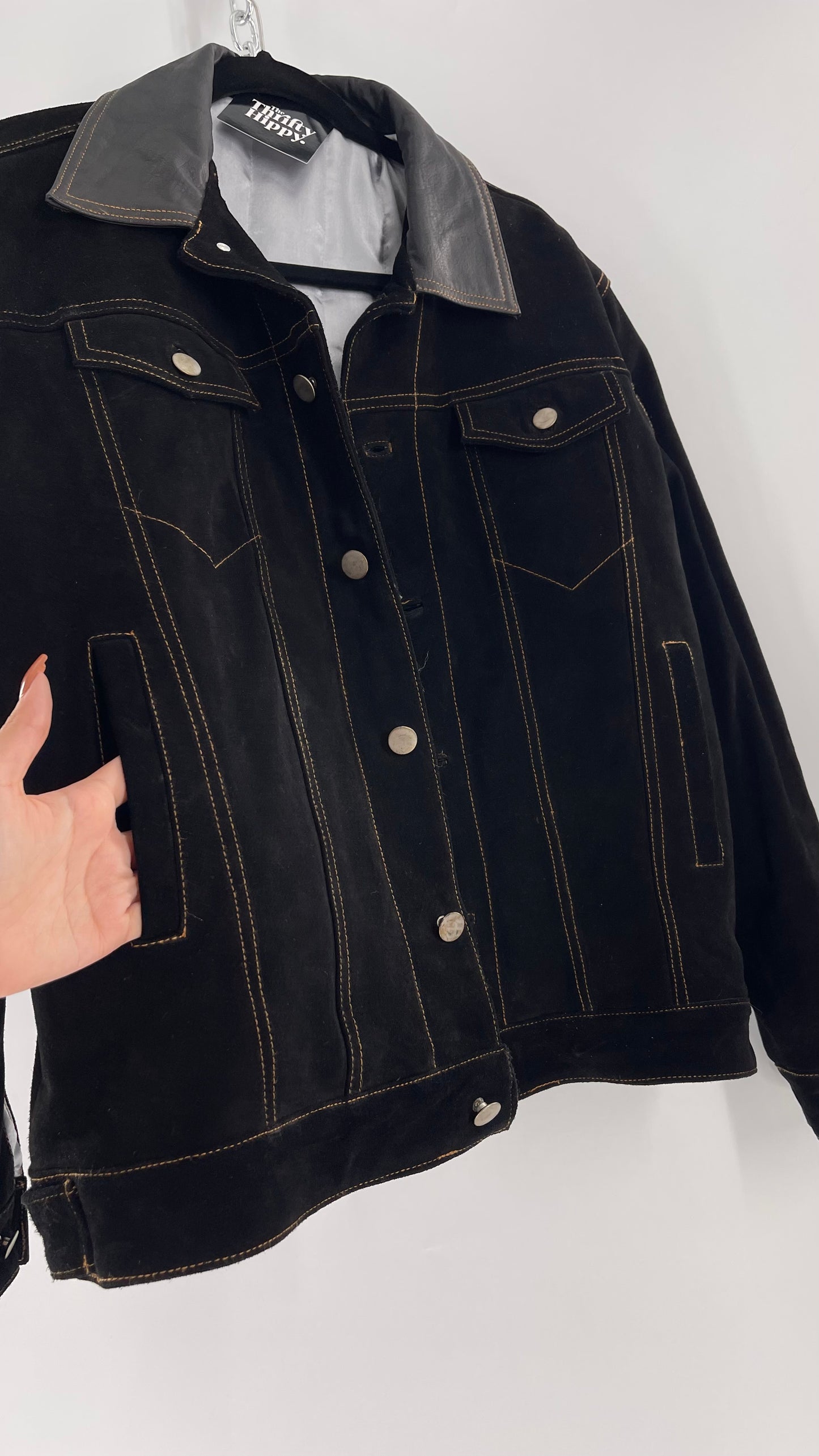 Vintage Extreme Black Suede Heavy Duty Cinematic Jacket (Medium)