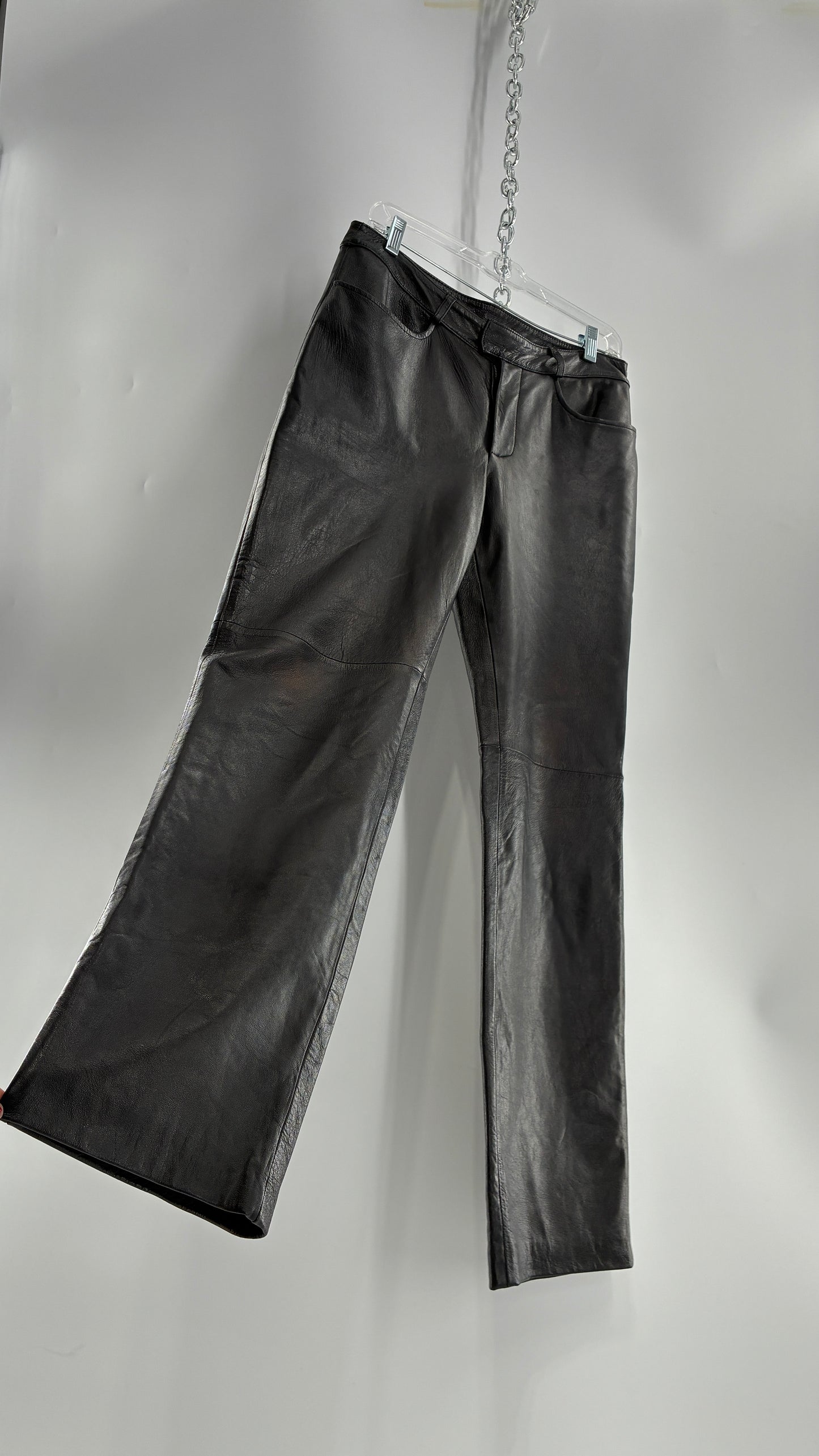 Vintage INC Black Soft Genuine Leather Side Closure Pants (6)