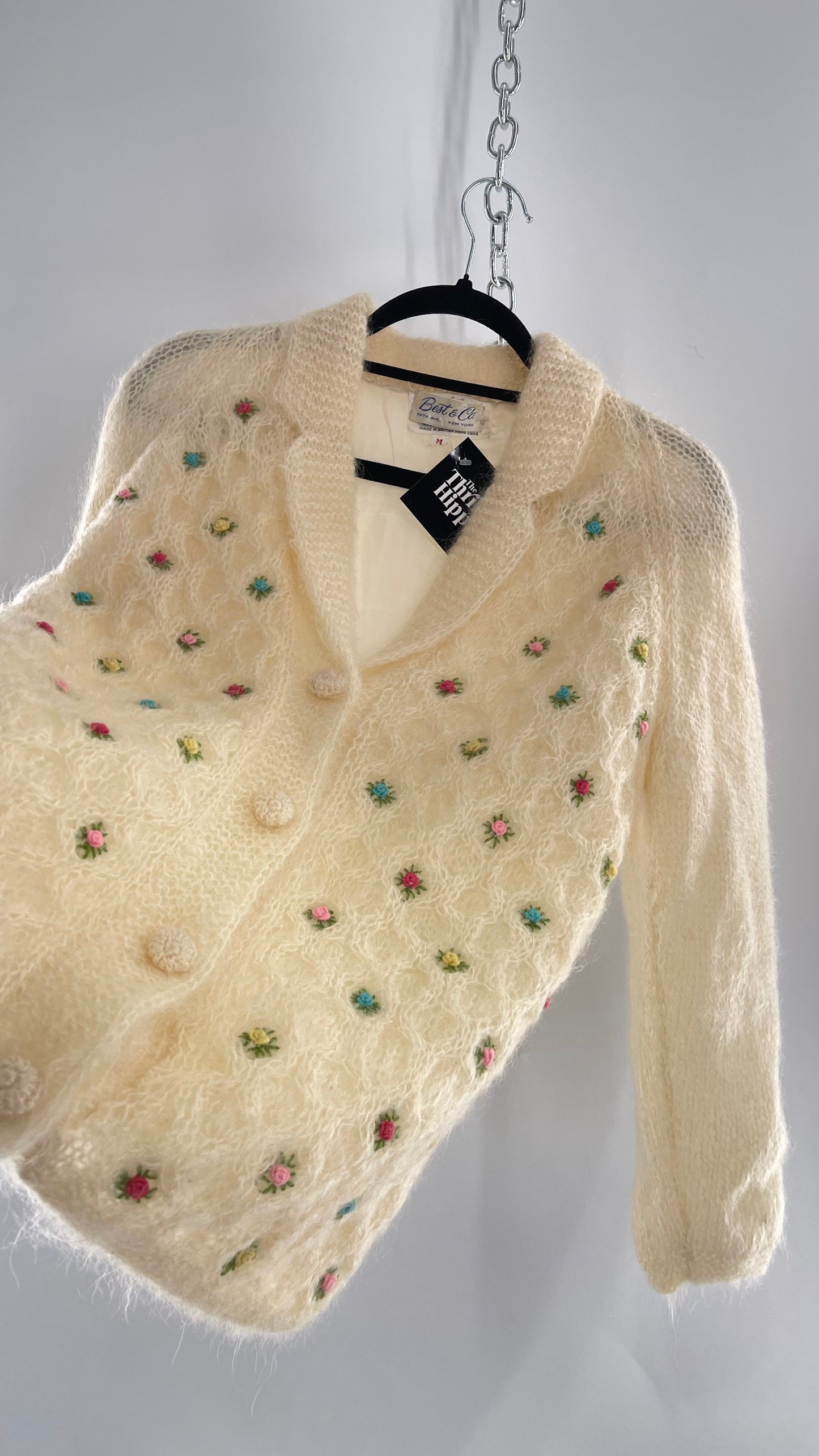 Vintage Best & Co Lil Rose, Cream Granny Cardigan (Medium)