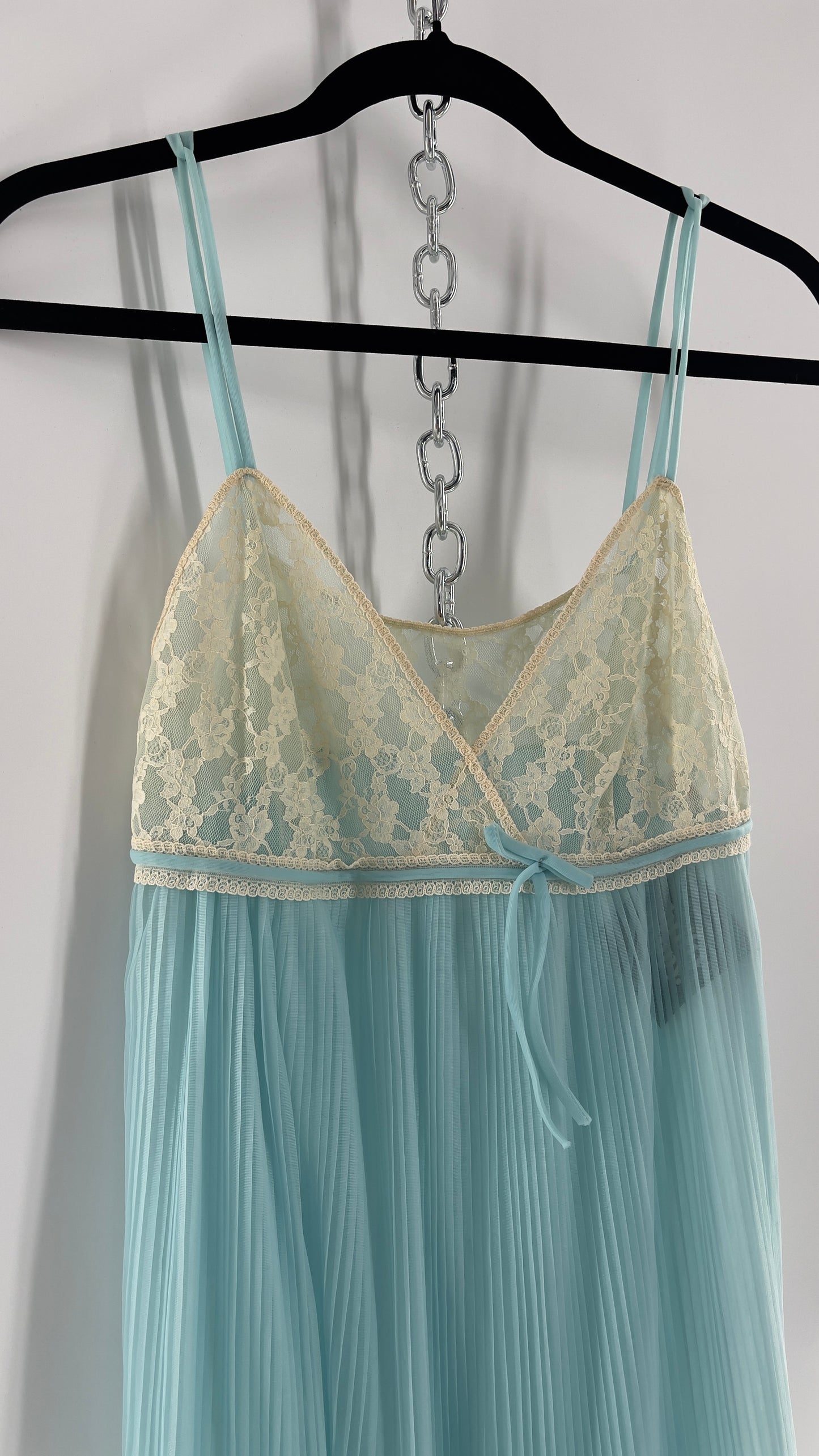 Vintage 1960s Baby Blue Nightgown Maxi Dress (Small)