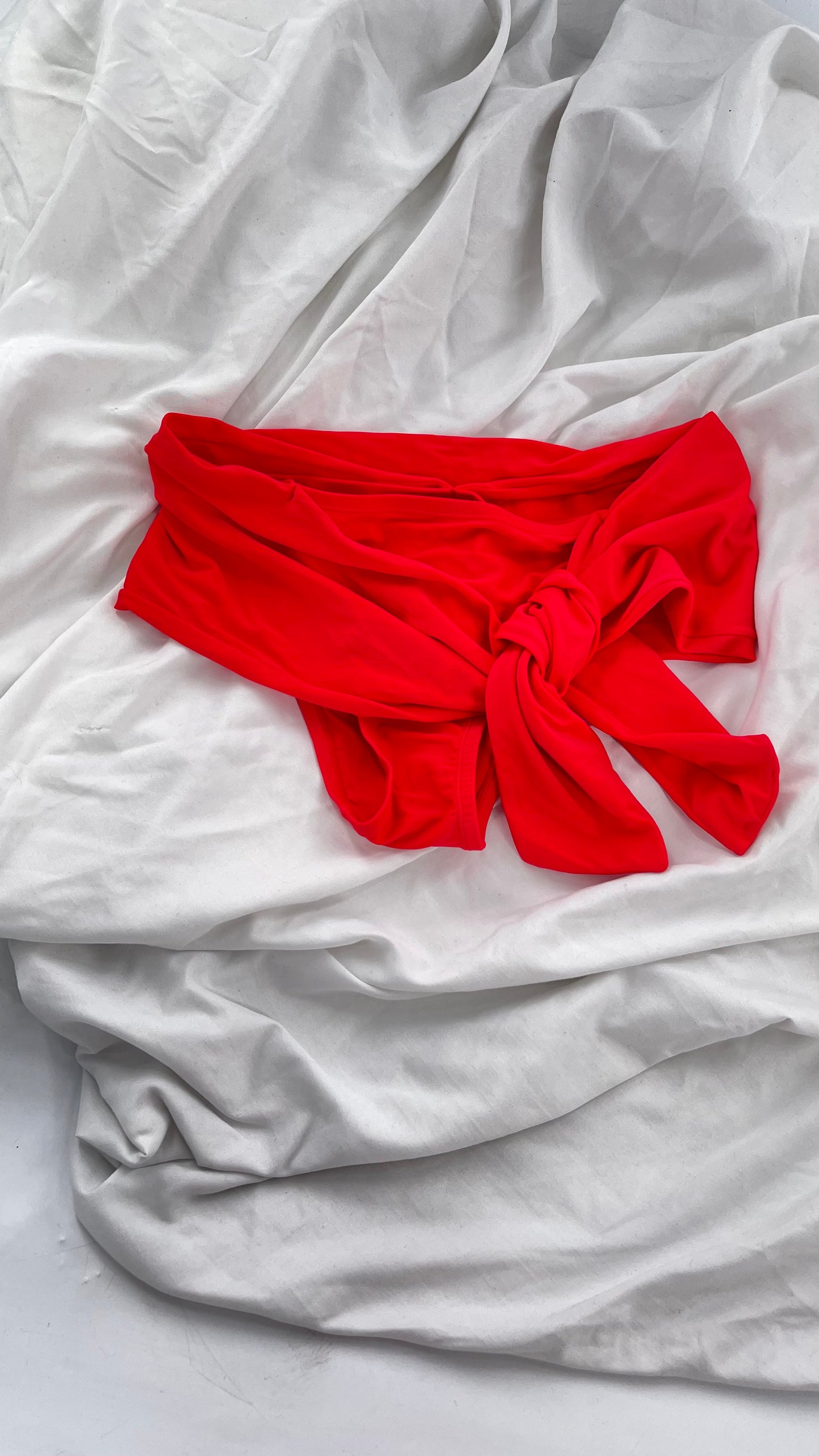 NY Apparel Group Sample Fold Over Side Tie Neon Coral Swim (Small)