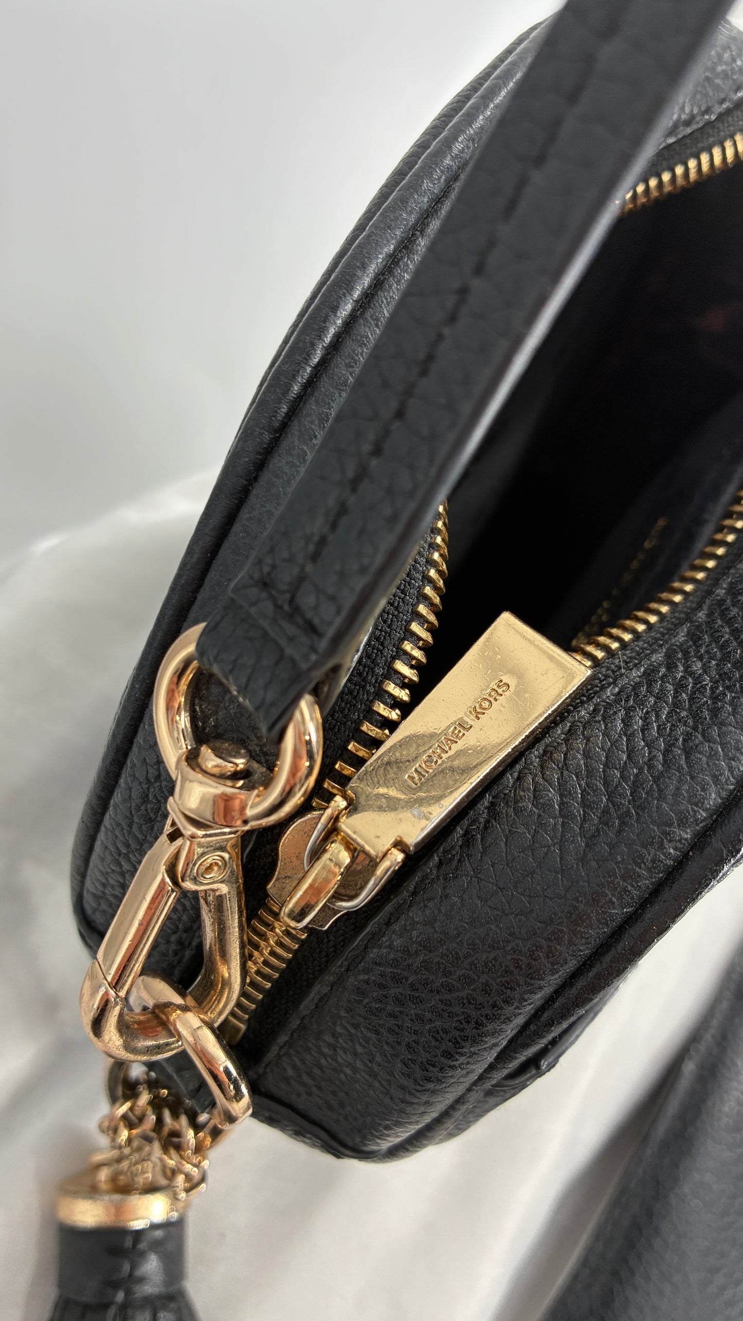Michael Kors Black Round Crossbody Purse and Matching Wallet