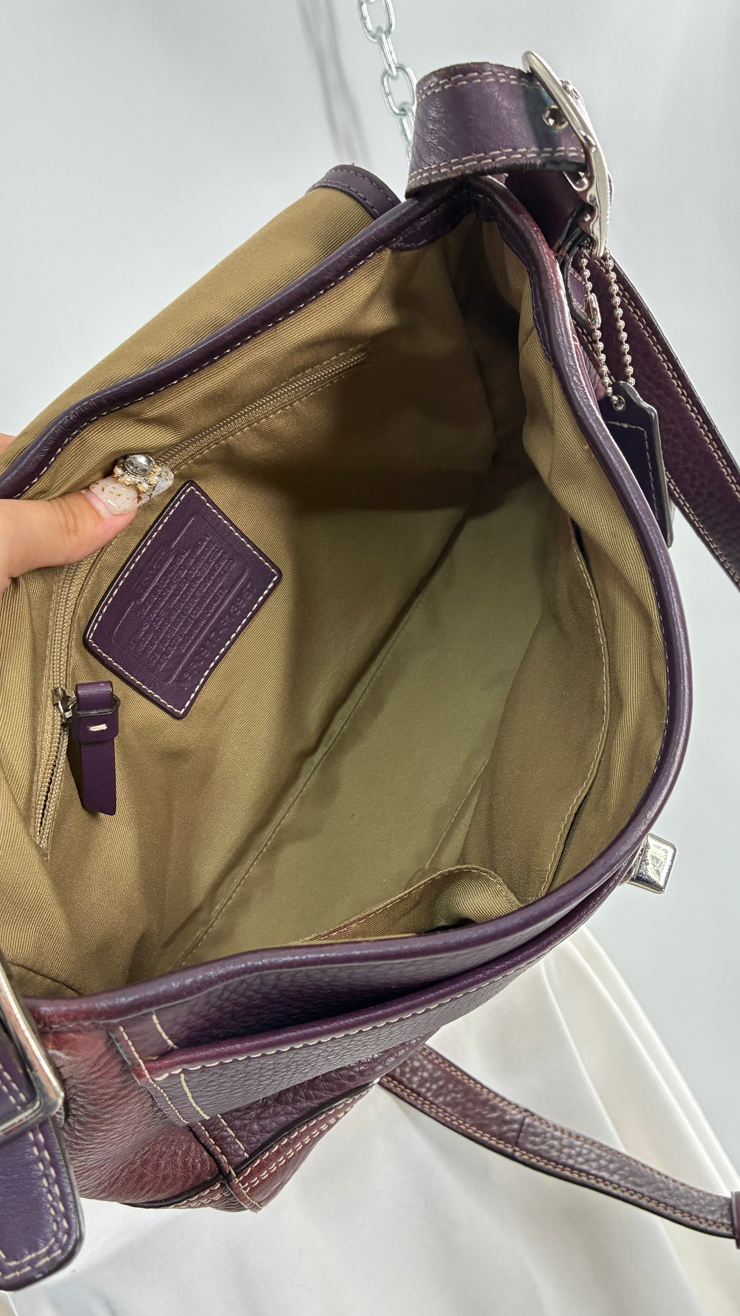 Vintage COACH Hamilton Purple Burgundy Leather Crossbody