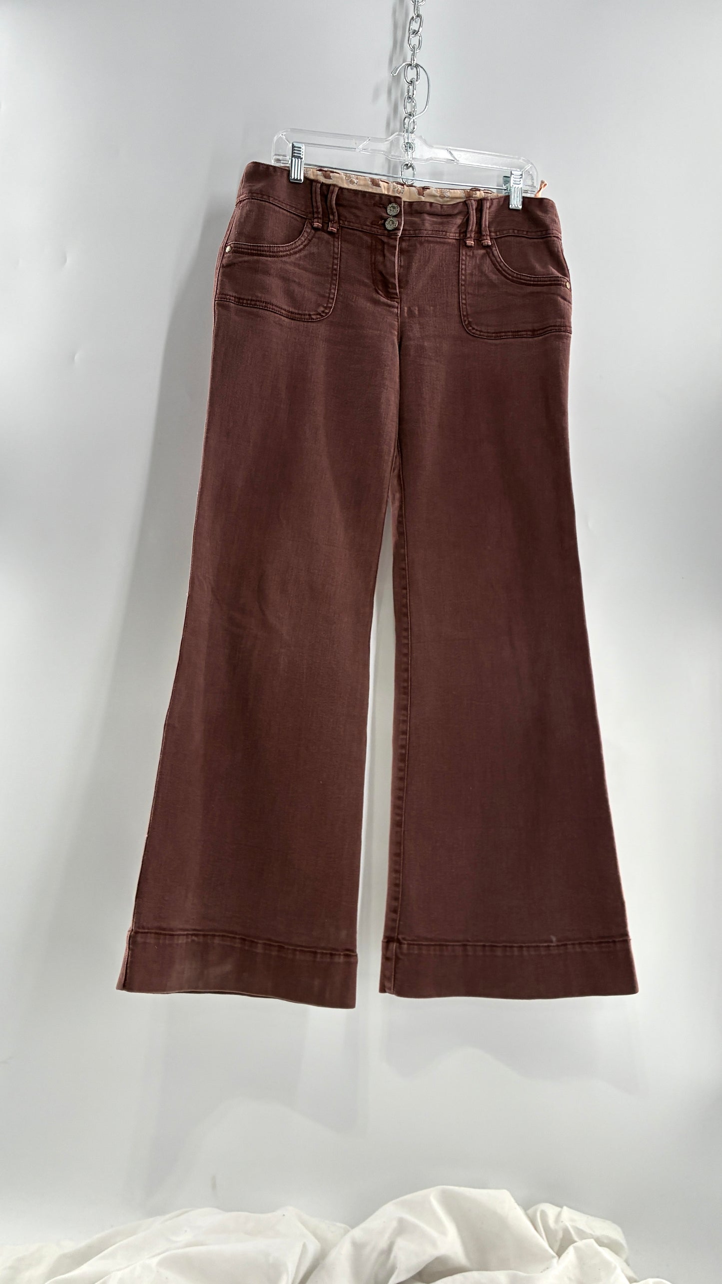 Vintage BICA CHEIA Brown Low Rise Wide Leg Jeans with Mini Pockets (32)