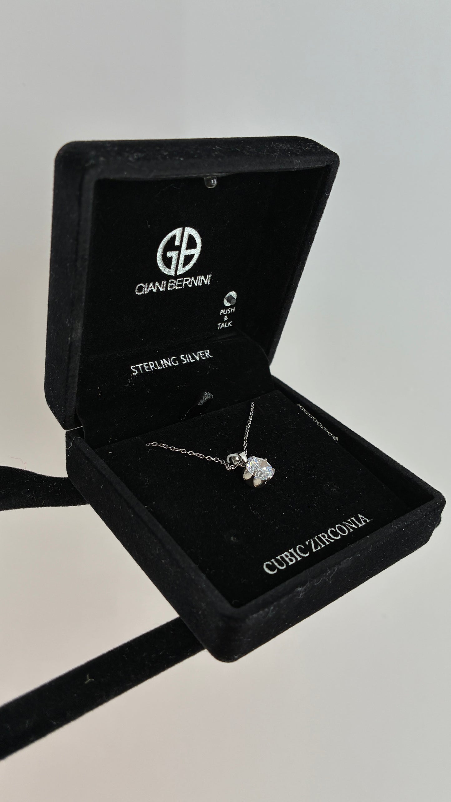 Gianni Bernini Sterling Silver Cubic Zirconia Pendant Necklace in Box