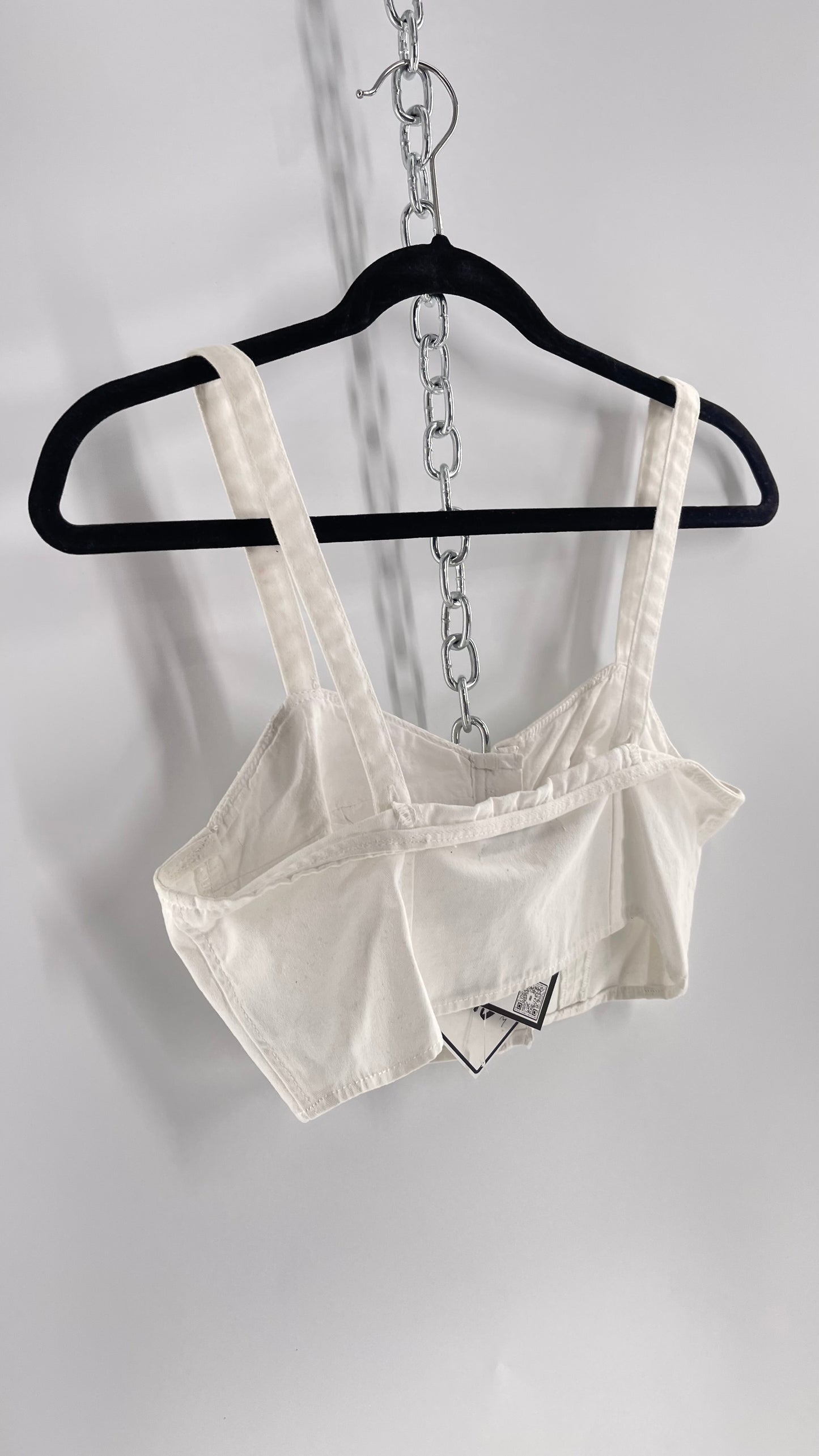Urban Outfitters White Denim Eyelet Closure Corset Front (M)