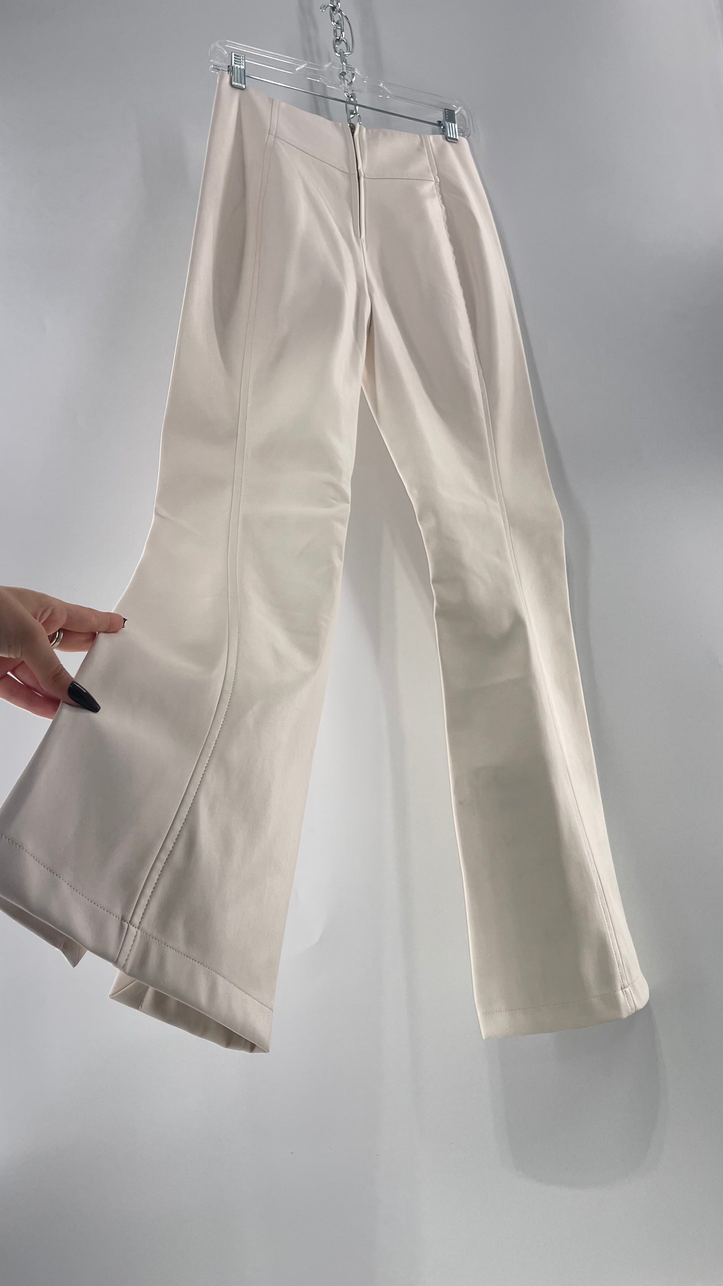 Free People White Cream Faux Flare Leather Pants (29)