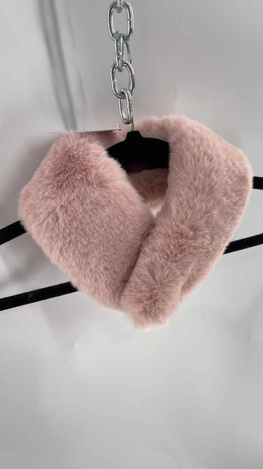 Muted Pink Fur Collar/Neck Warmer with Velvet Lining