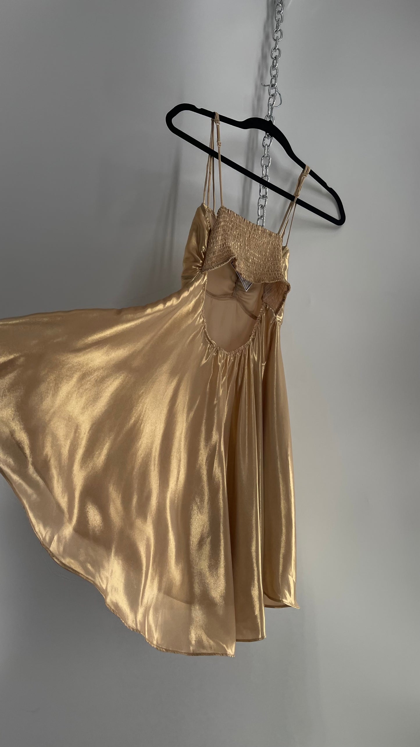 Intimately Free People Liquid Metal Gold Backless Dress (XS)