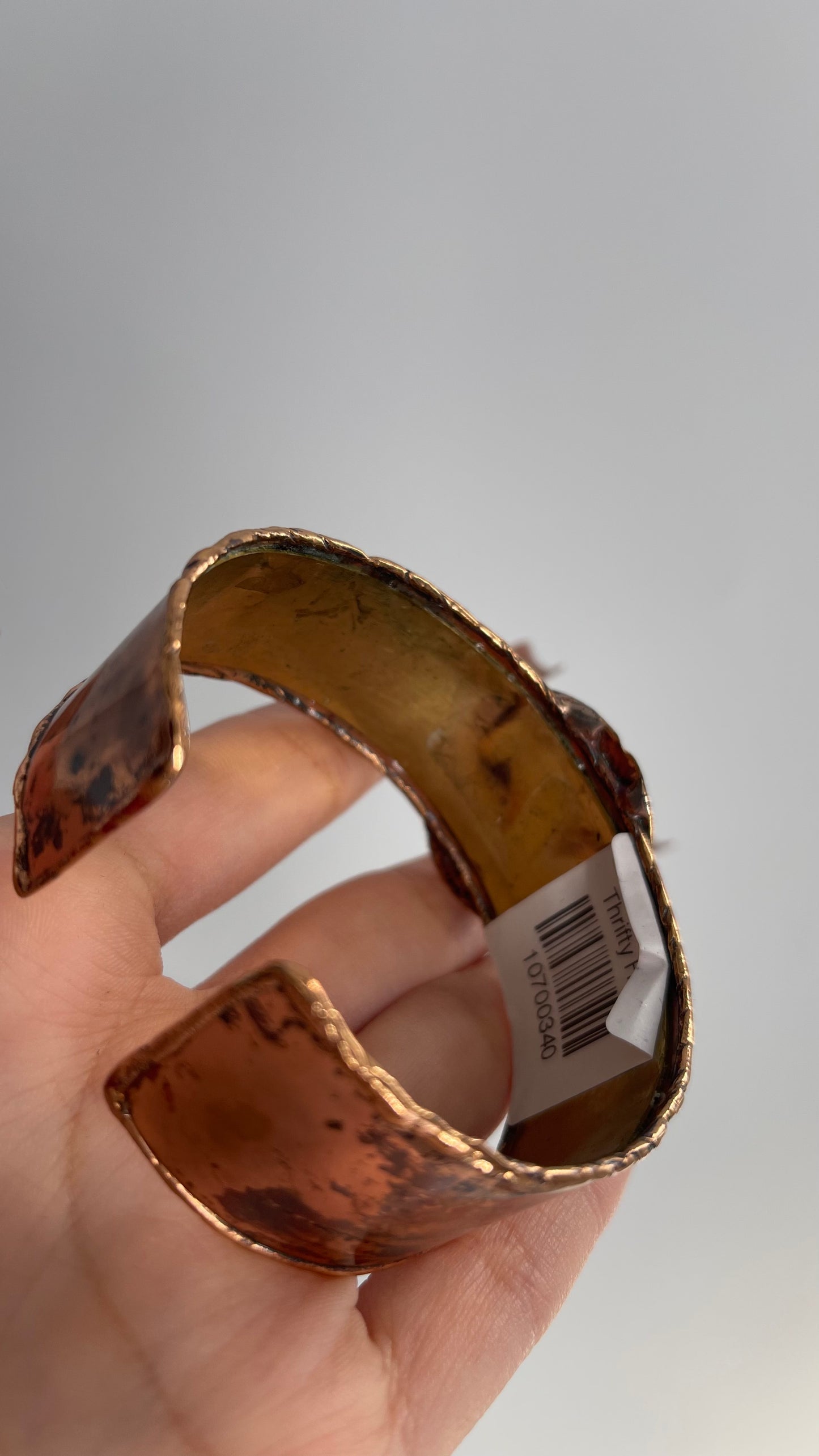 Vintage B536 Brutalist Sculptural Brass Copper Bracelet Cuff