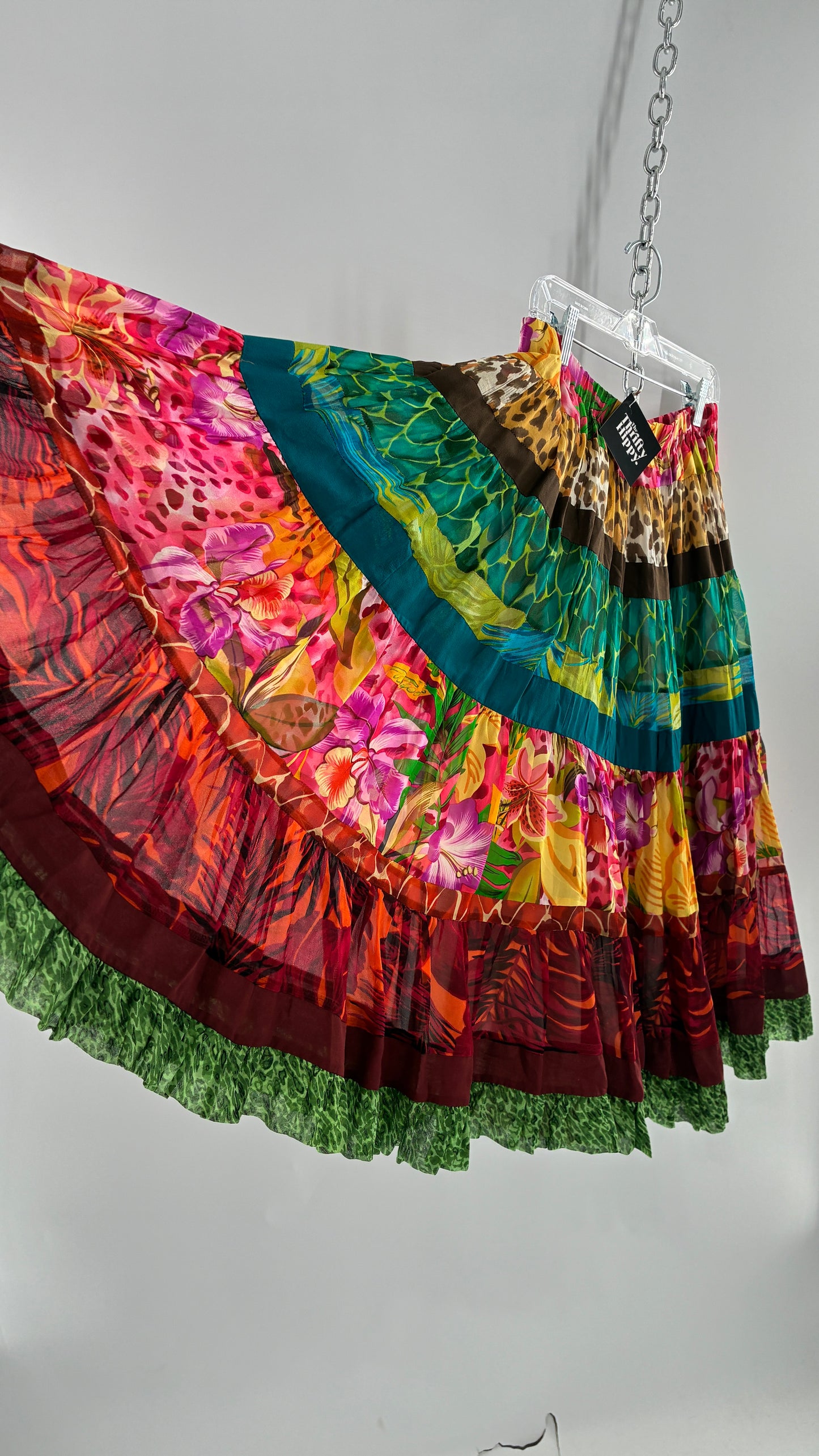 Vintage CHENAULT Voluminous Tropical Tiered Skirt (6)