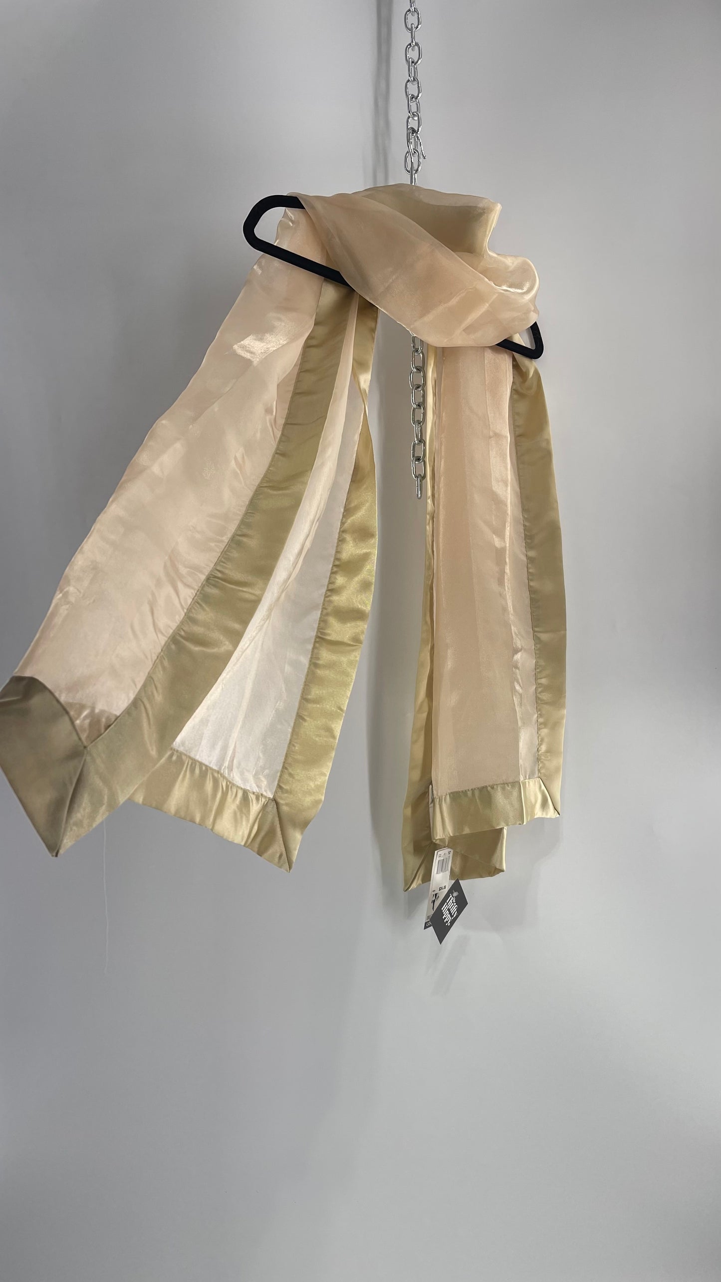 Deadstock Vintage Gold Voile Scarf with Tags Attached