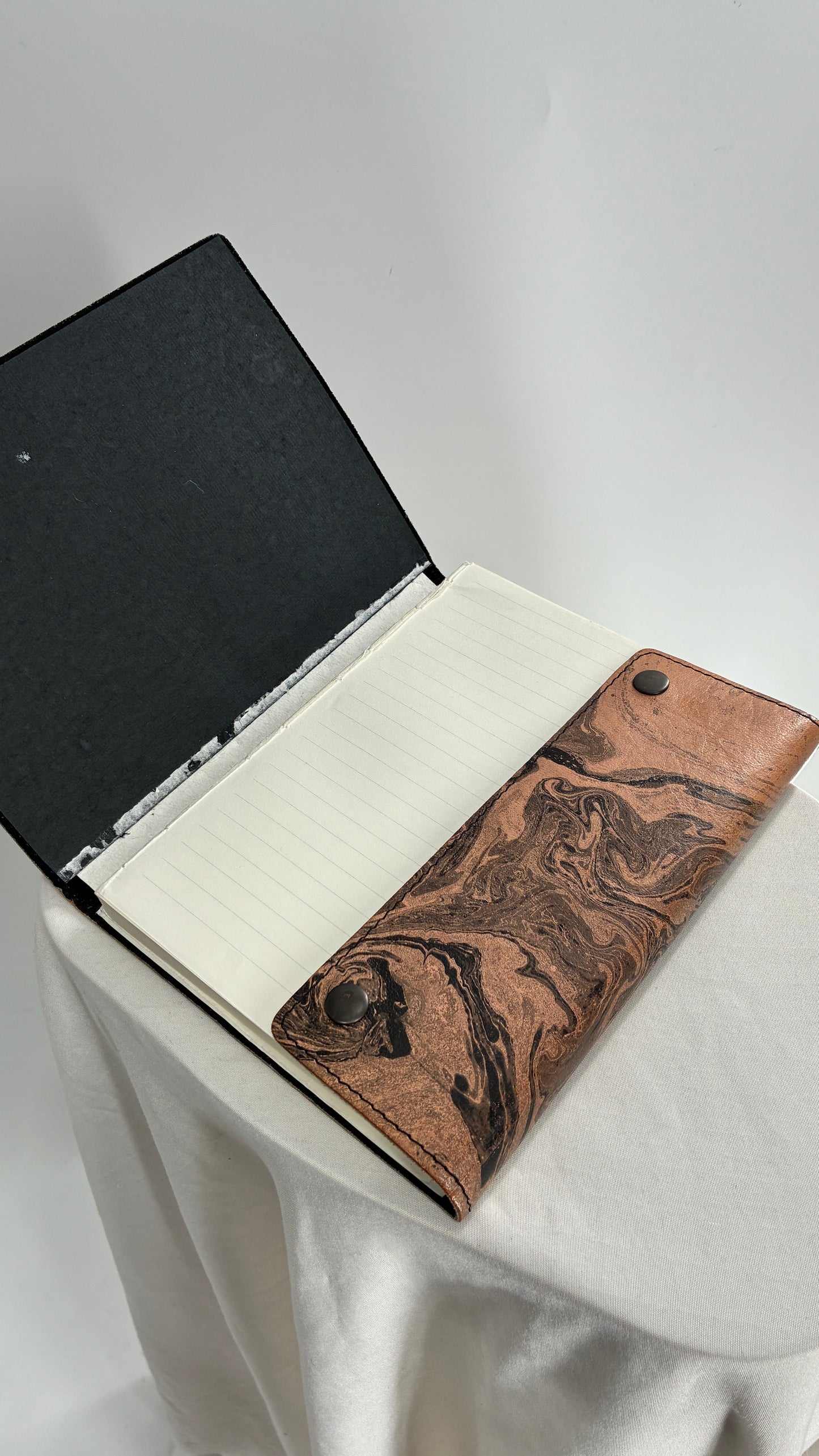 Urban Outfitters Marbled Pink/Grey Leather Bound Notebook