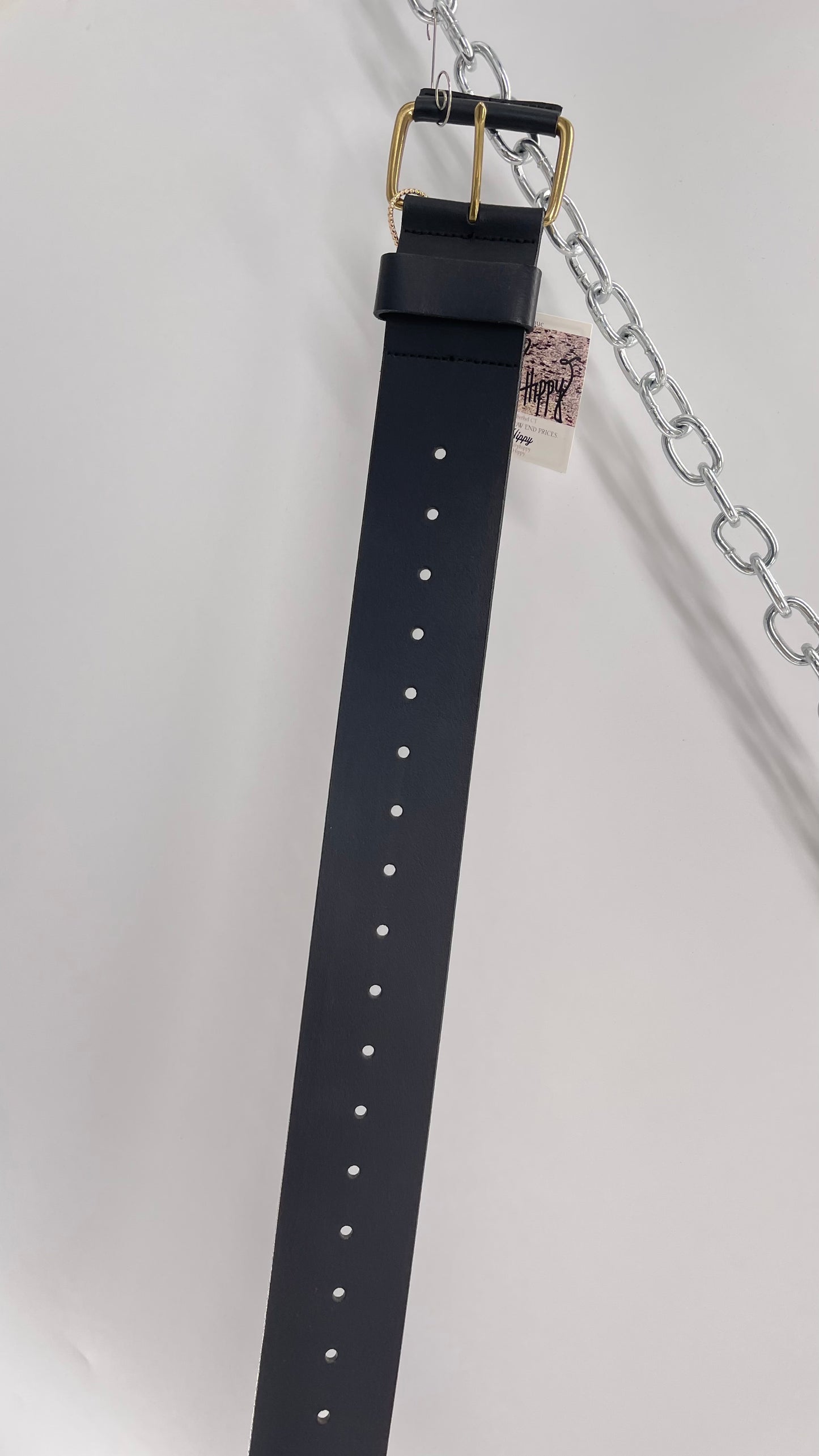 Banana Republic Wide Black Italian Cow Leather Belt (Small)