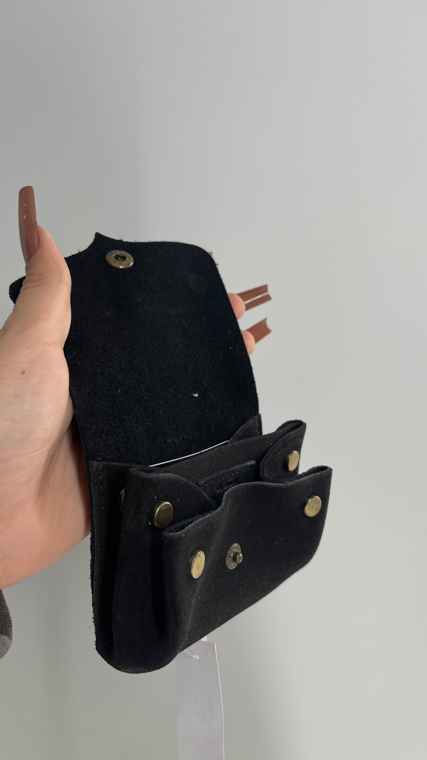 Urban Outfitters Black Suede Leather Wallet Belt Bag