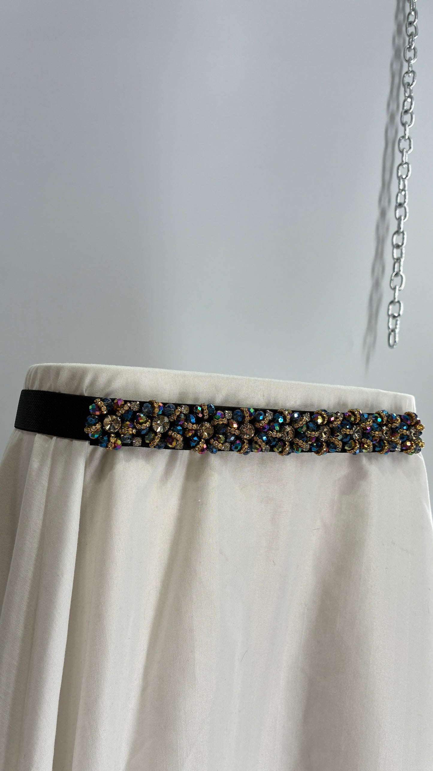 Vintage Elastic Belt Covered in Beaded Appliqués