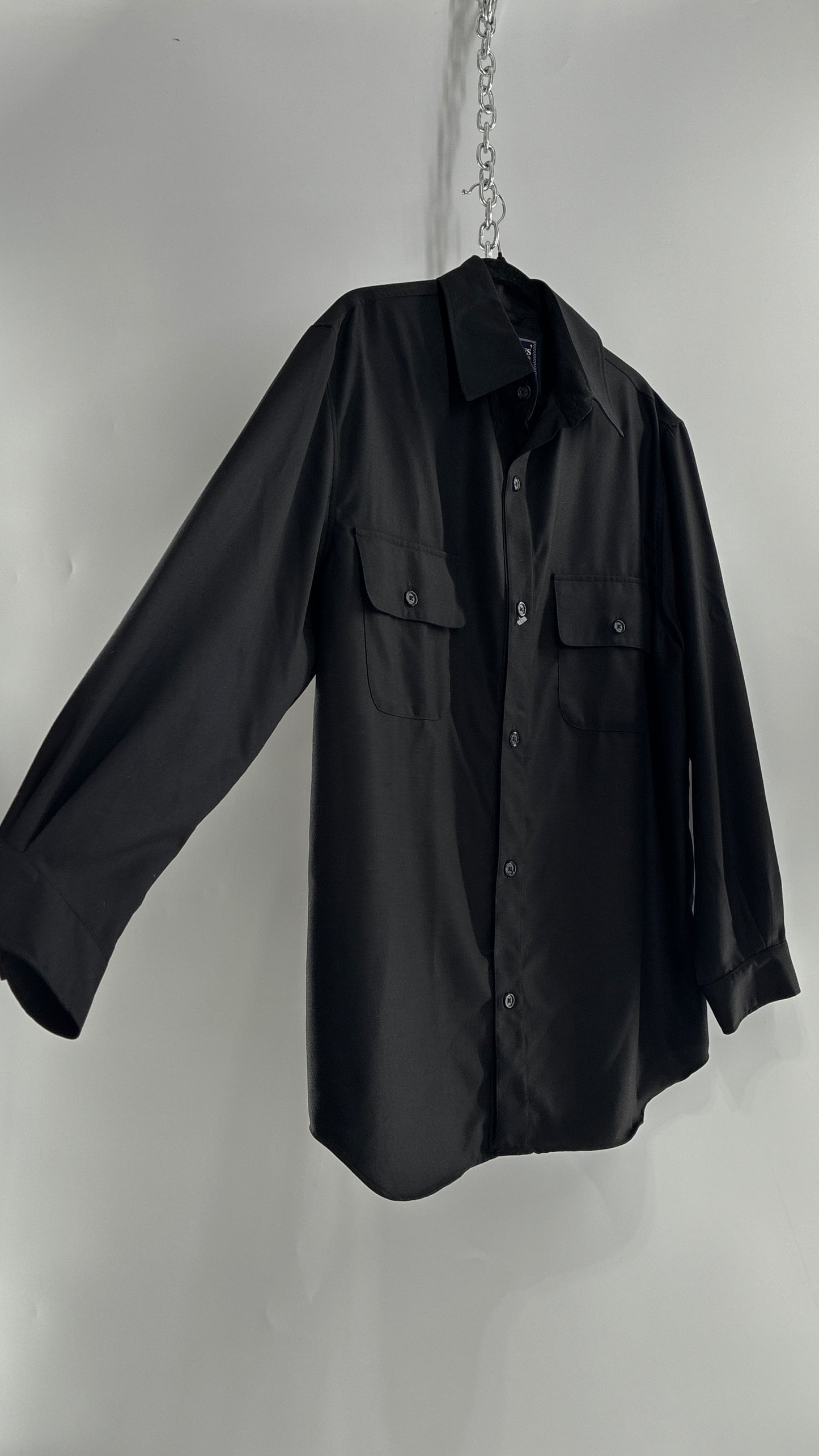 Vintage BURBERRY Black 100% Worsted Cashmere Button Up with Tags Attached (Small)