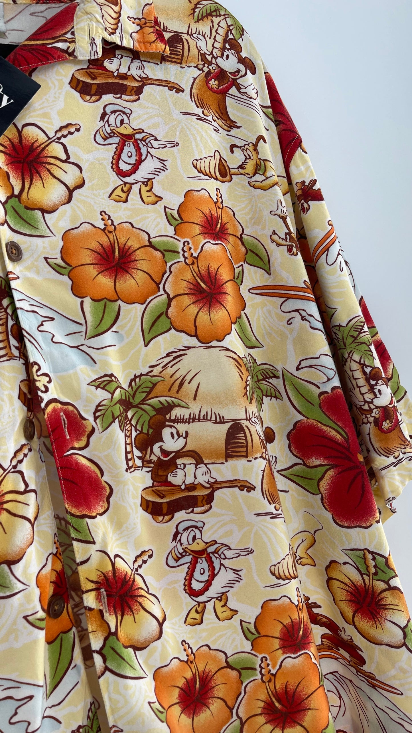 Vintage Disney Parks Tropical Cartoon Button Up (XXL)