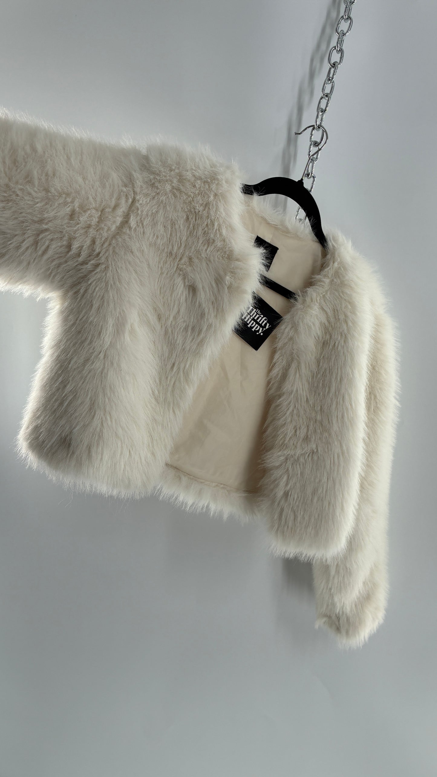 White Fluffy Cropped Jacket (Y14/XS/S)