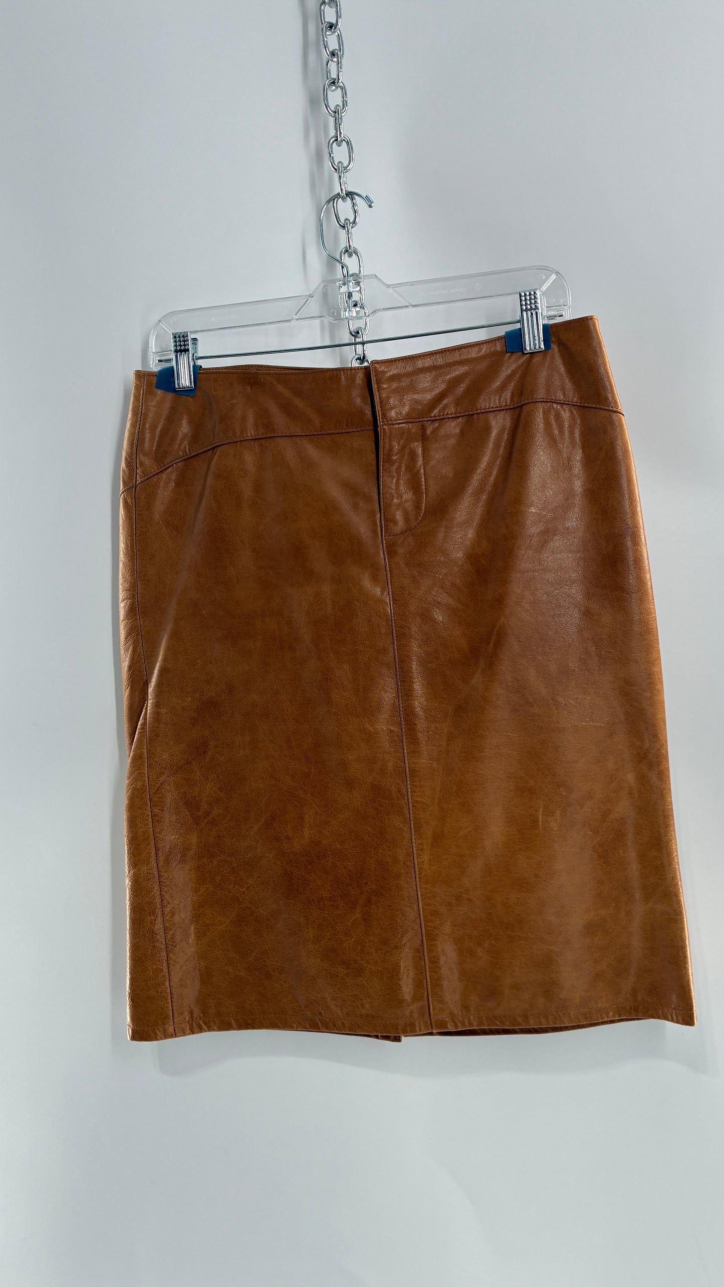 Vintage GAP Camel Leather Hip Skirt with Hip Detail (6)